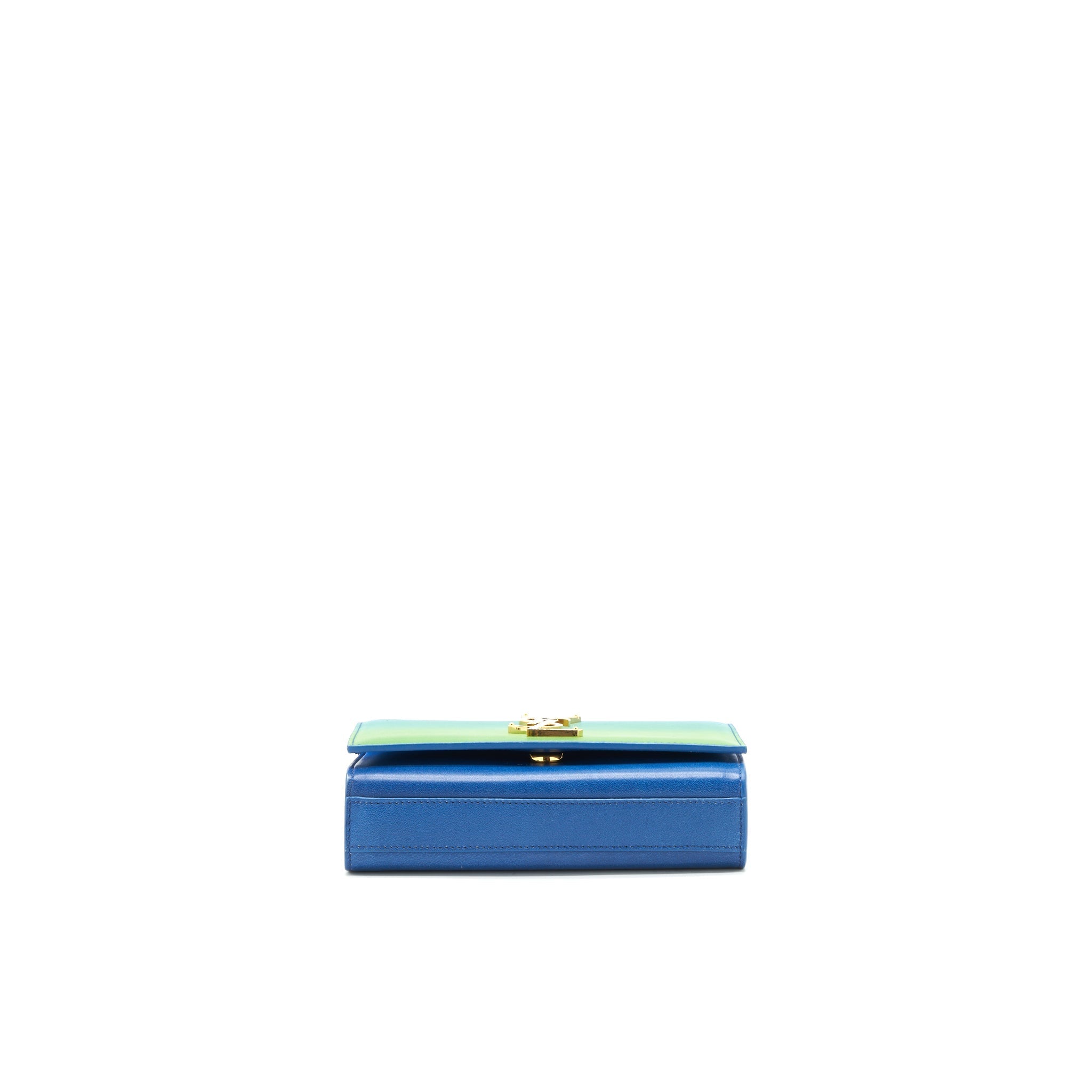 SAINT LAURENT MINI KATE CHAIN BAG (17CM) BLUE/ GREEN GHW