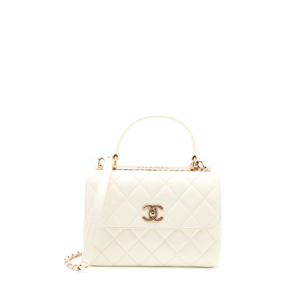 CHANEL SMALL TRENDY CC LAMBSKIN WHITE RGHW (MICROCHIP)
