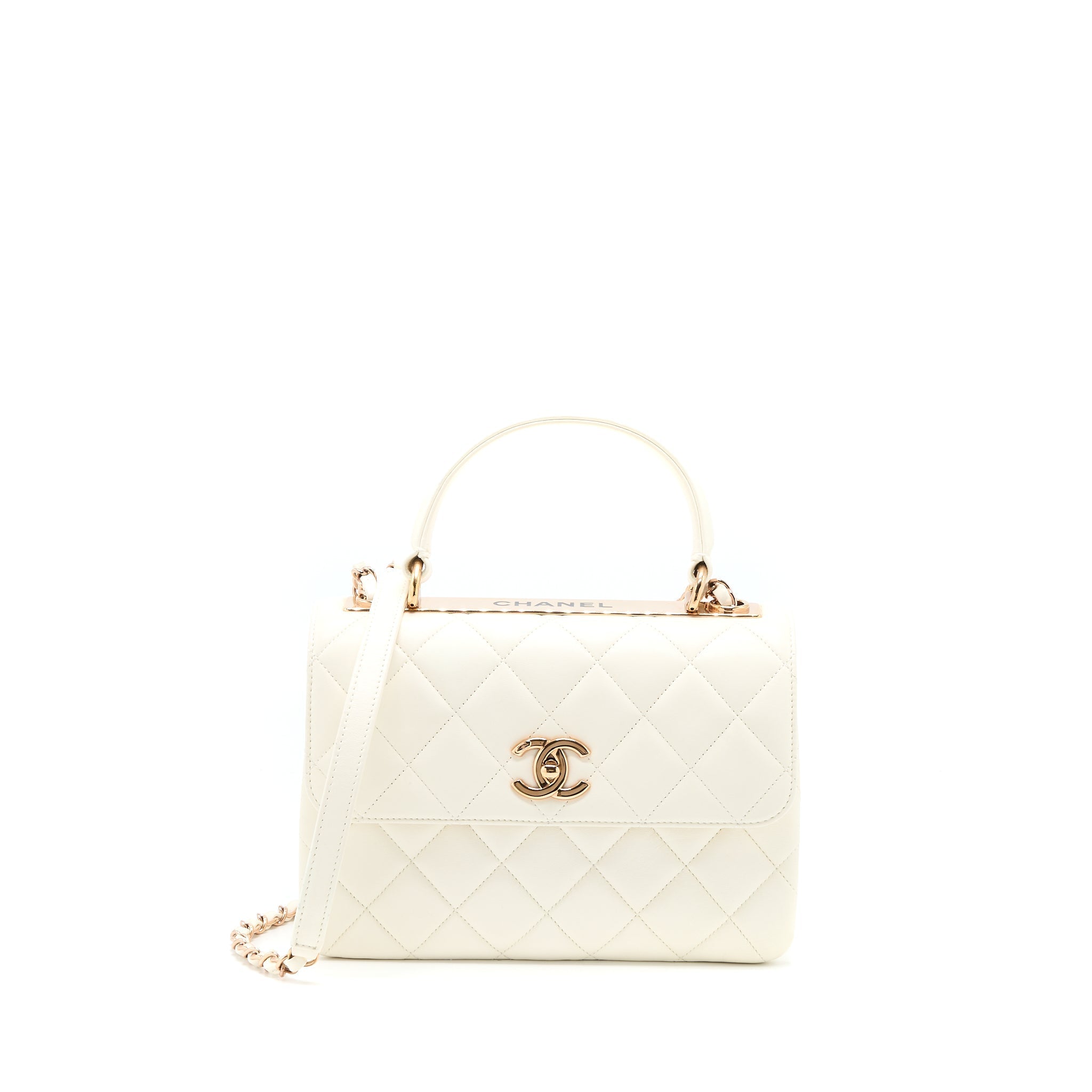 CHANEL SMALL TRENDY CC LAMBSKIN WHITE RGHW (MICROCHIP)