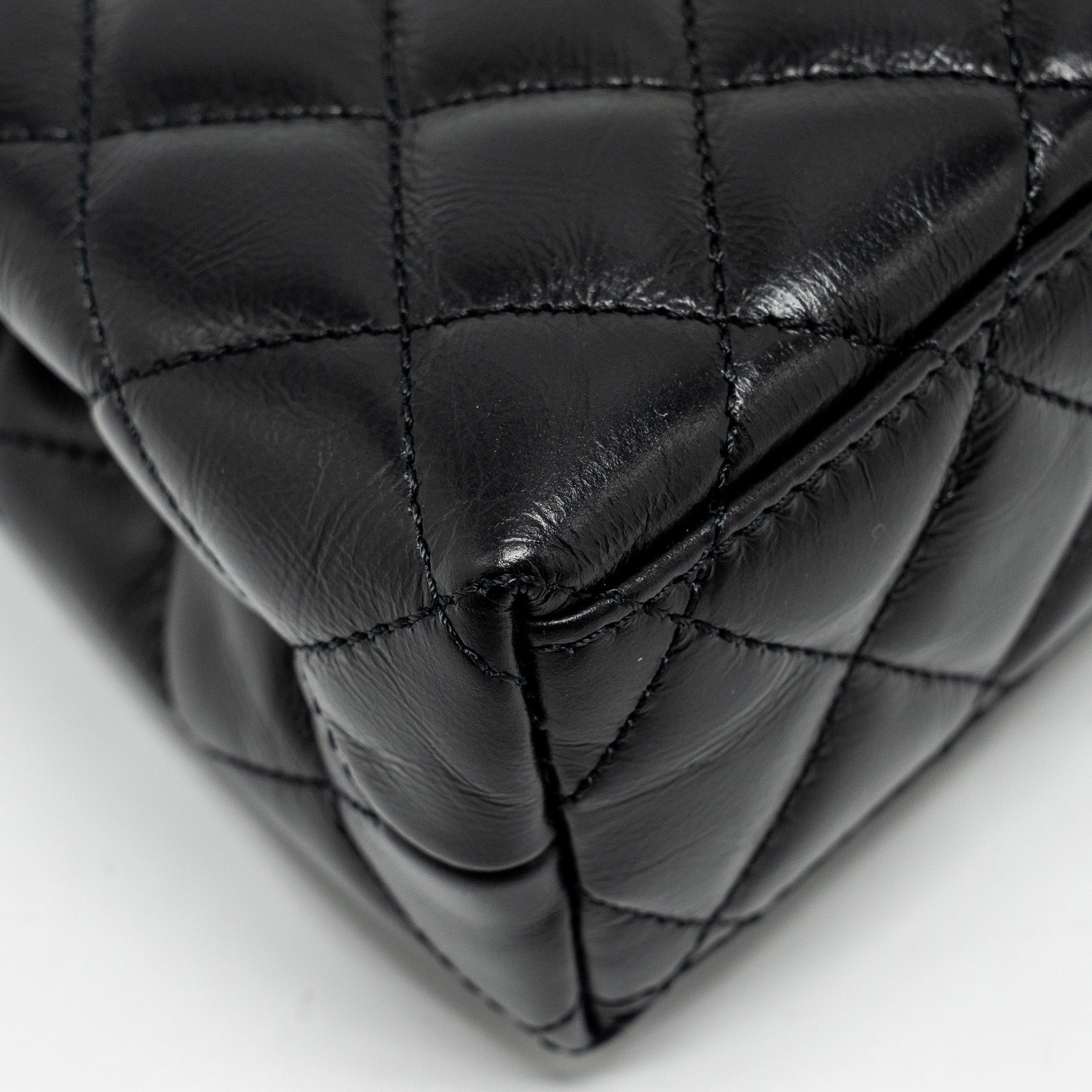 CHANEL MINI KELLY SHOPPING TOTE BAG CALFSKIN BLACK GHW (MICROCHIP)