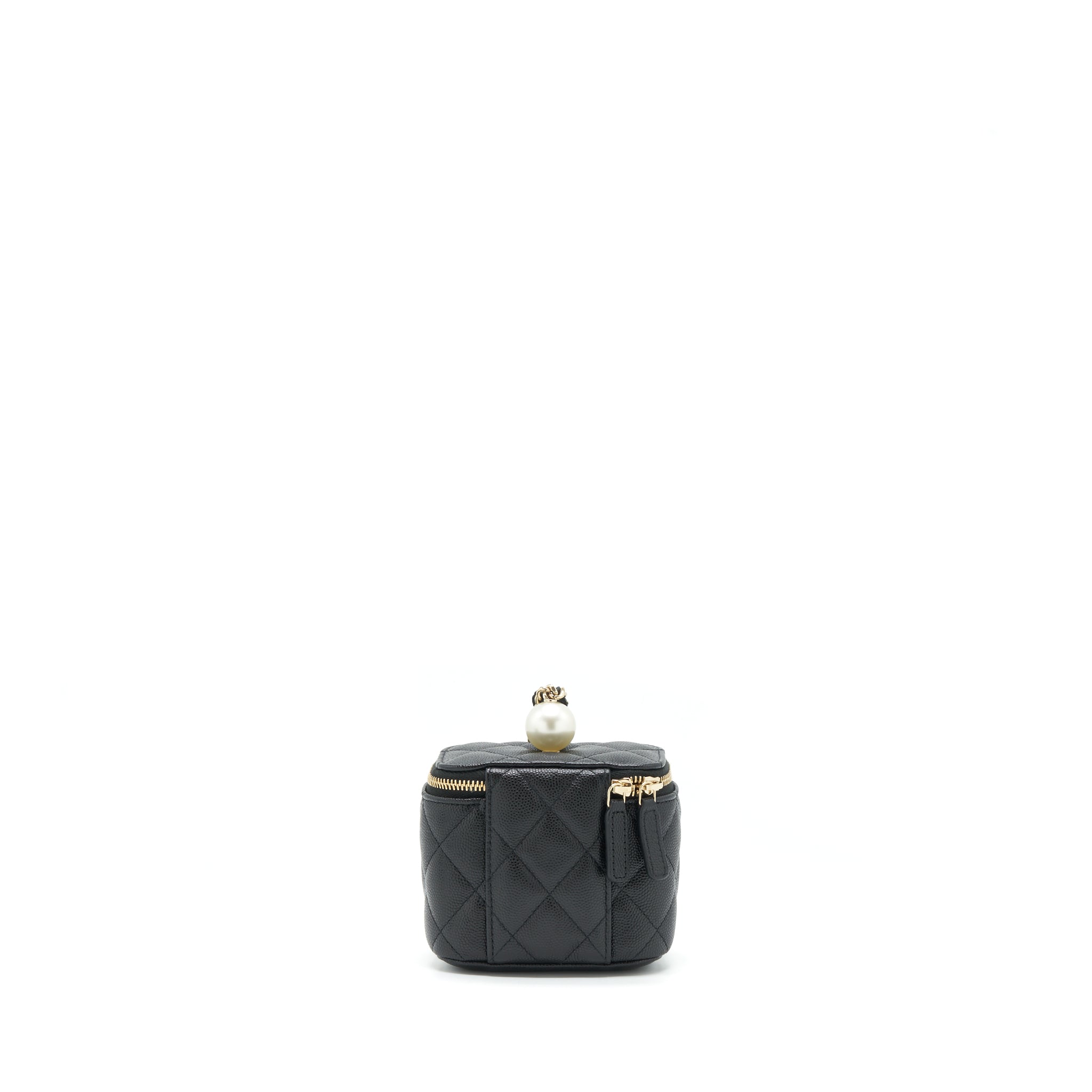 CHANEL SMALL VANITY CLUTCH WITH CHAIN CC PEARL CAVIAR BLACK LGHW