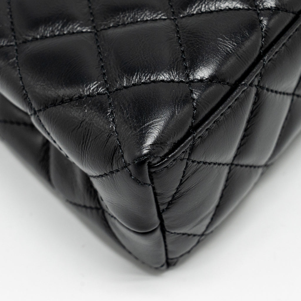 CHANEL MINI KELLY SHOPPING TOTE BAG CALFSKIN BLACK GHW (MICROCHIP)