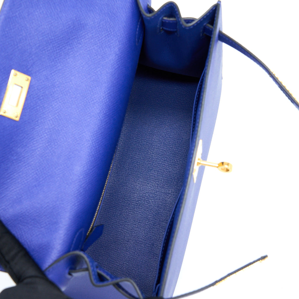 HERMES KELLY 28 SELLIER EPSOM BLEU ELECTRIQUE GHW