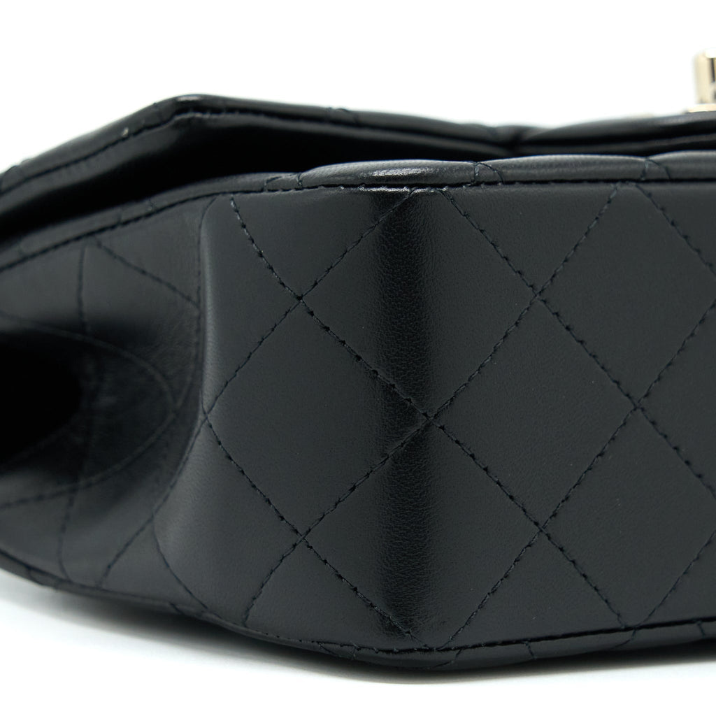 CHANEL TOP HANDLE MINI RECTANGULAR FLAP BAG LAMBSKIN BLACK LGHW (MICROCHIP)