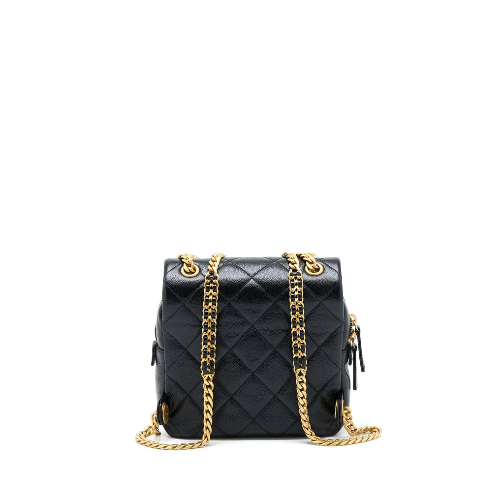 CHANEL 22P FLAP BACKPACK CAVIAR BLACK BRUSHED GHW (MICROCHIP)