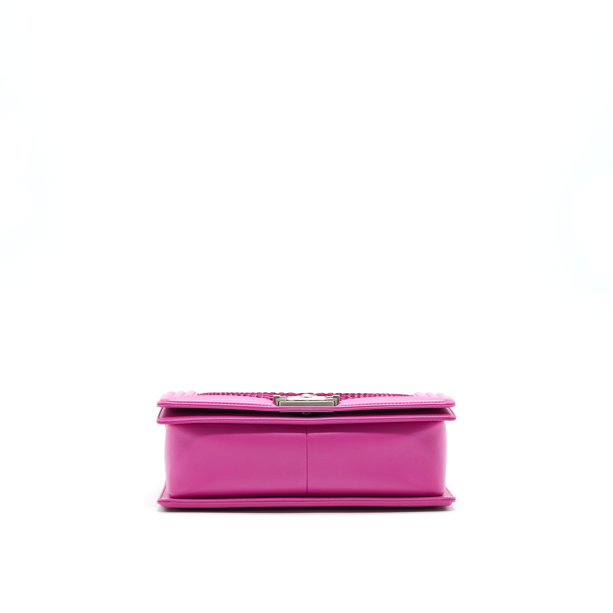 CHANEL MEDIUM LE BOY FLAP BAG IN PYTHON LEATHER PINK WITH BRUSHED SHW