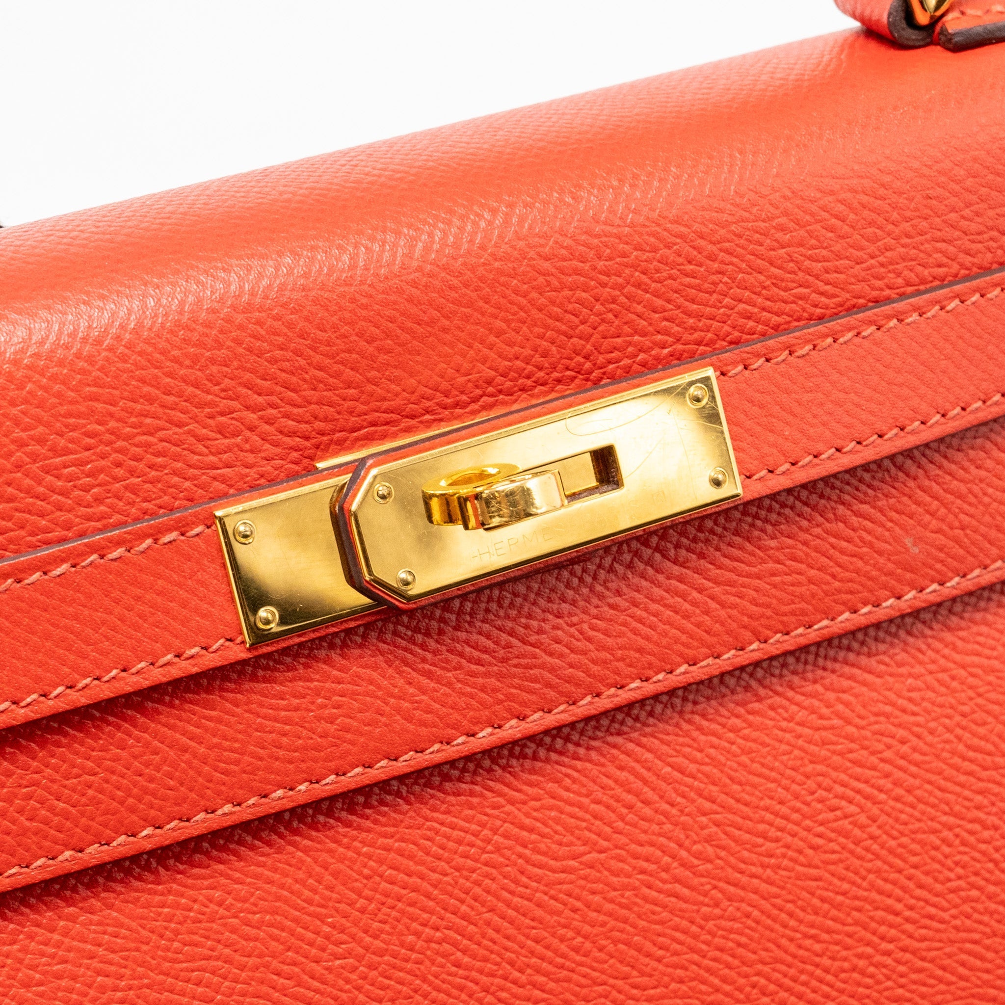 HERMES KELLY 28 EPSOM ROUGE PIVOINE GHW