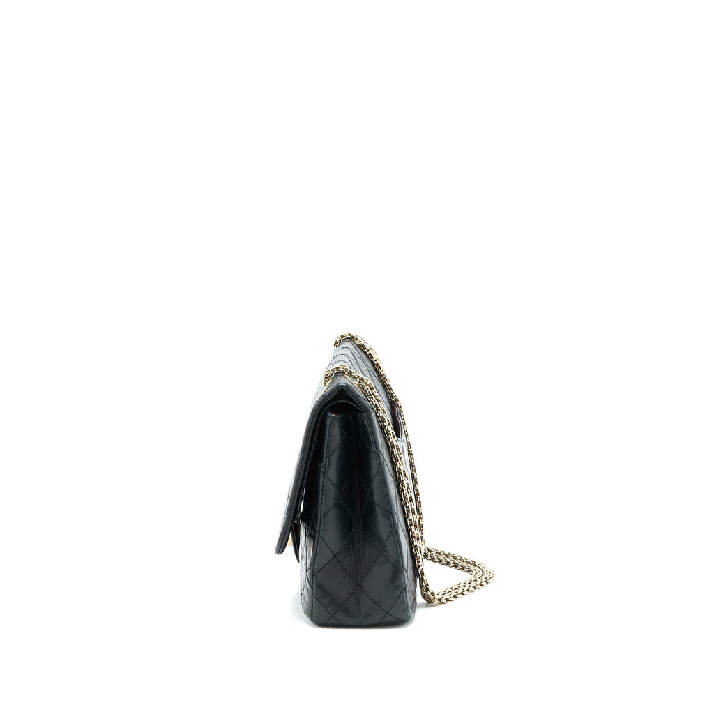 CHANEL 2.55 227 MAXI REISSUE FLAP BAG AGED CALFSKIN BLACK LGHW