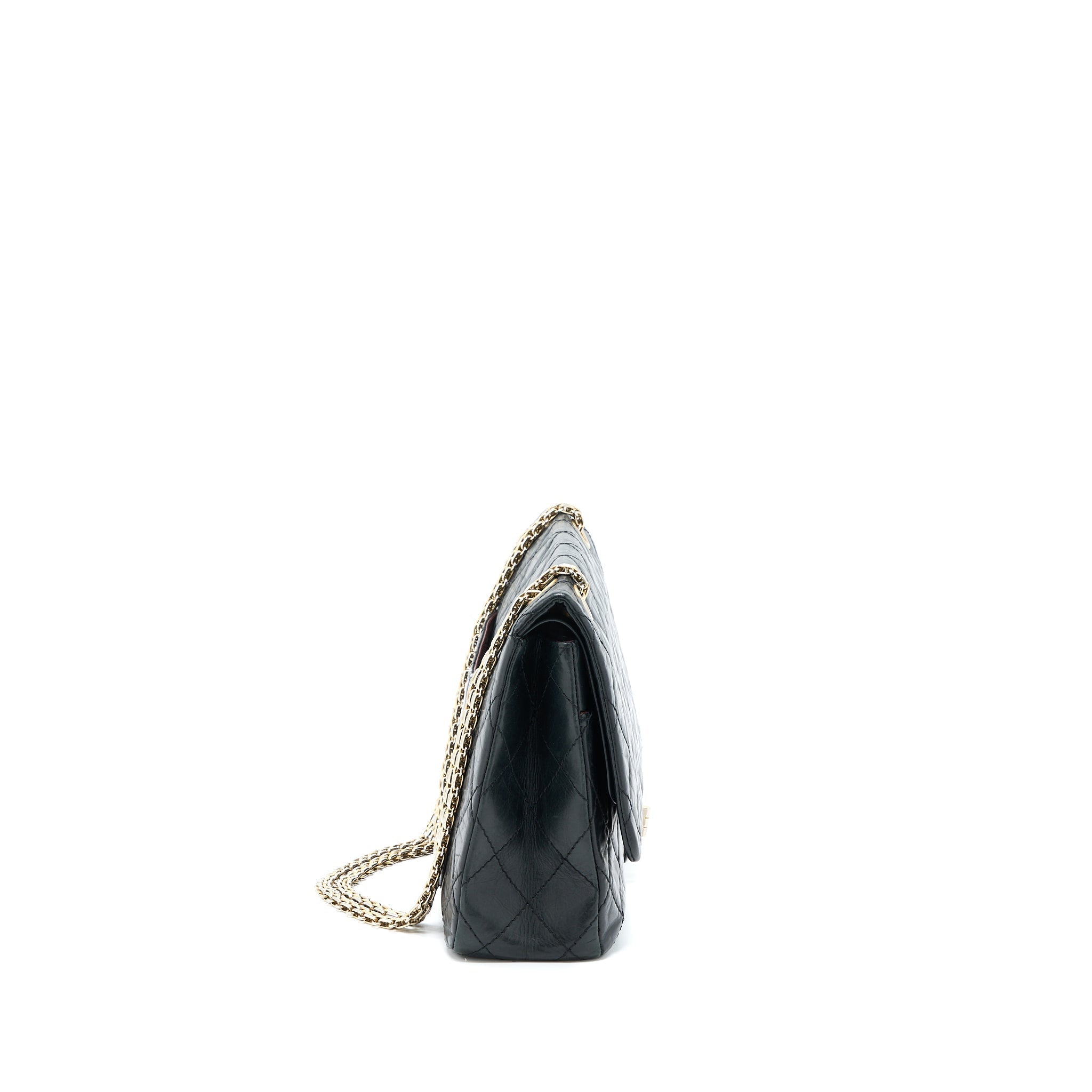 CHANEL 2.55 227 MAXI REISSUE FLAP BAG AGED CALFSKIN BLACK LGHW