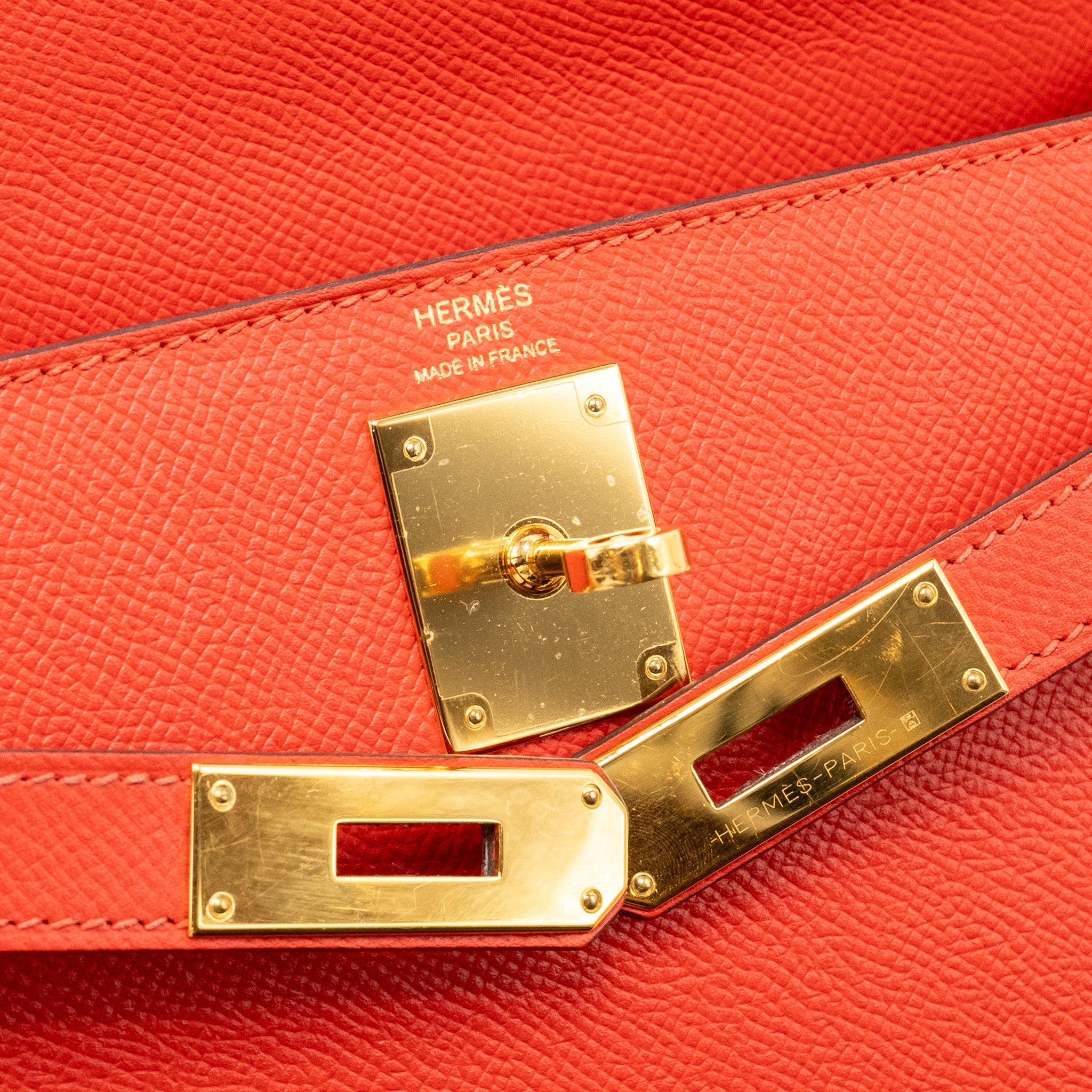 HERMES KELLY 28 EPSOM ROUGE PIVOINE GHW