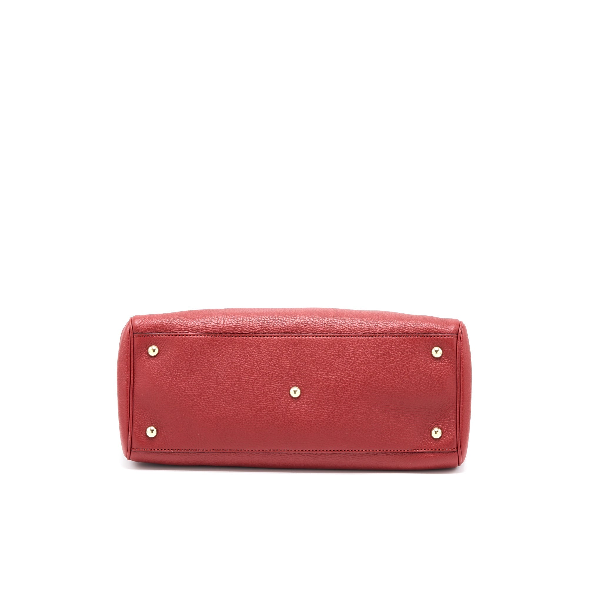 GUCCI CROSSBODY TOTE BAG BAMBOO HANDLE CALFSKIN RED LGHW