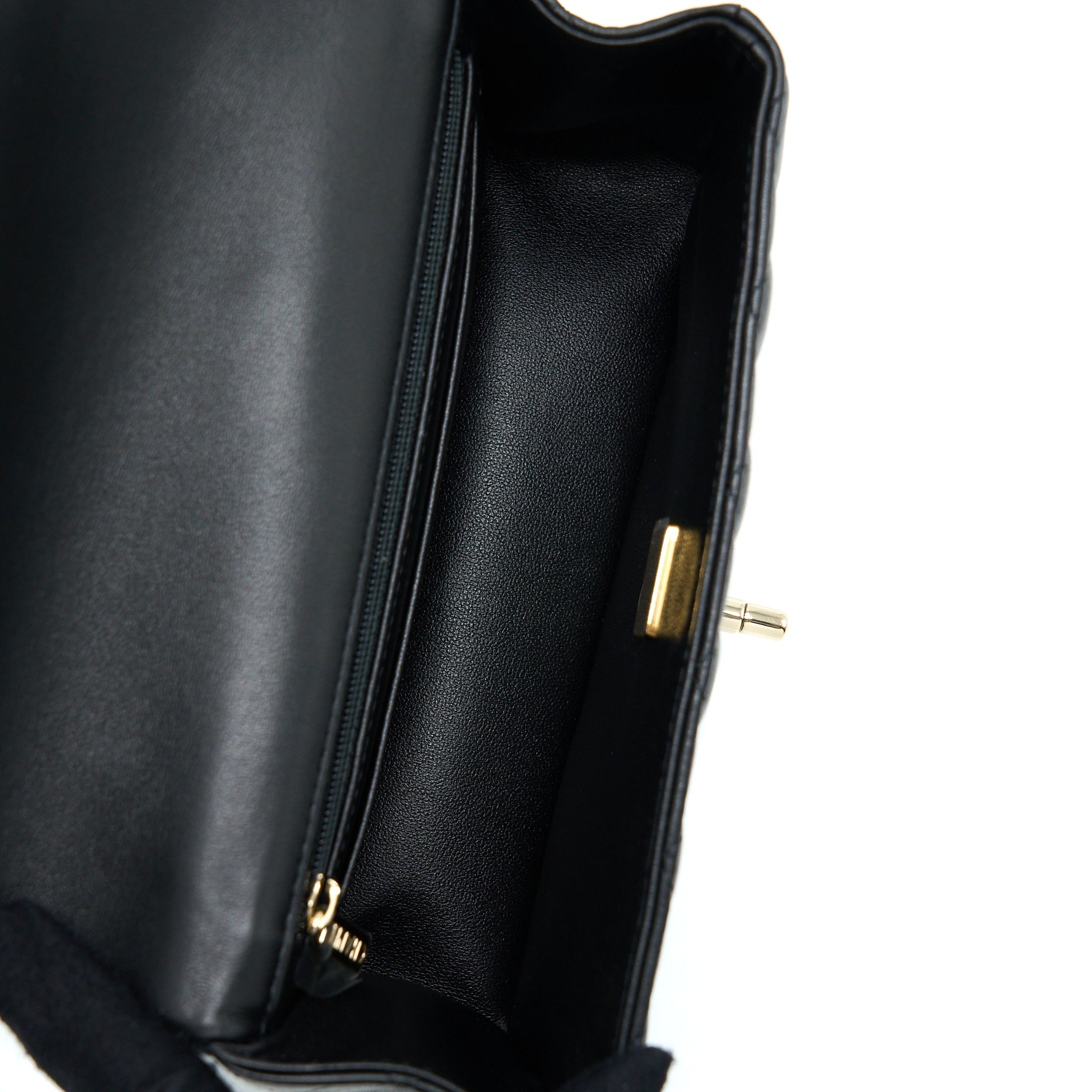 CHANEL TOP HANDLE MINI RECTANGULAR FLAP BAG LAMBSKIN BLACK LGHW (MICROCHIP)
