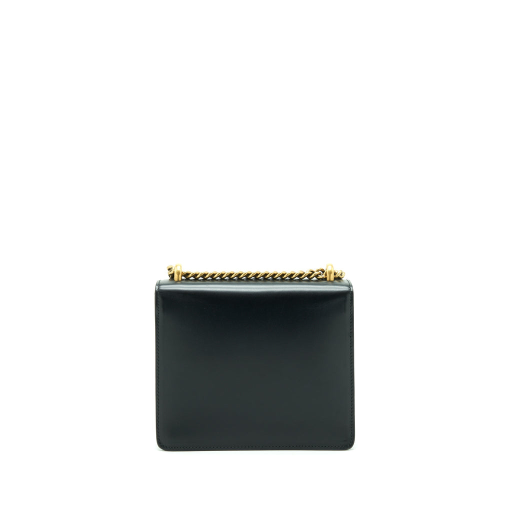 GUCCI GG FLAP BAG BOX CALFSKIN BLACK GHW