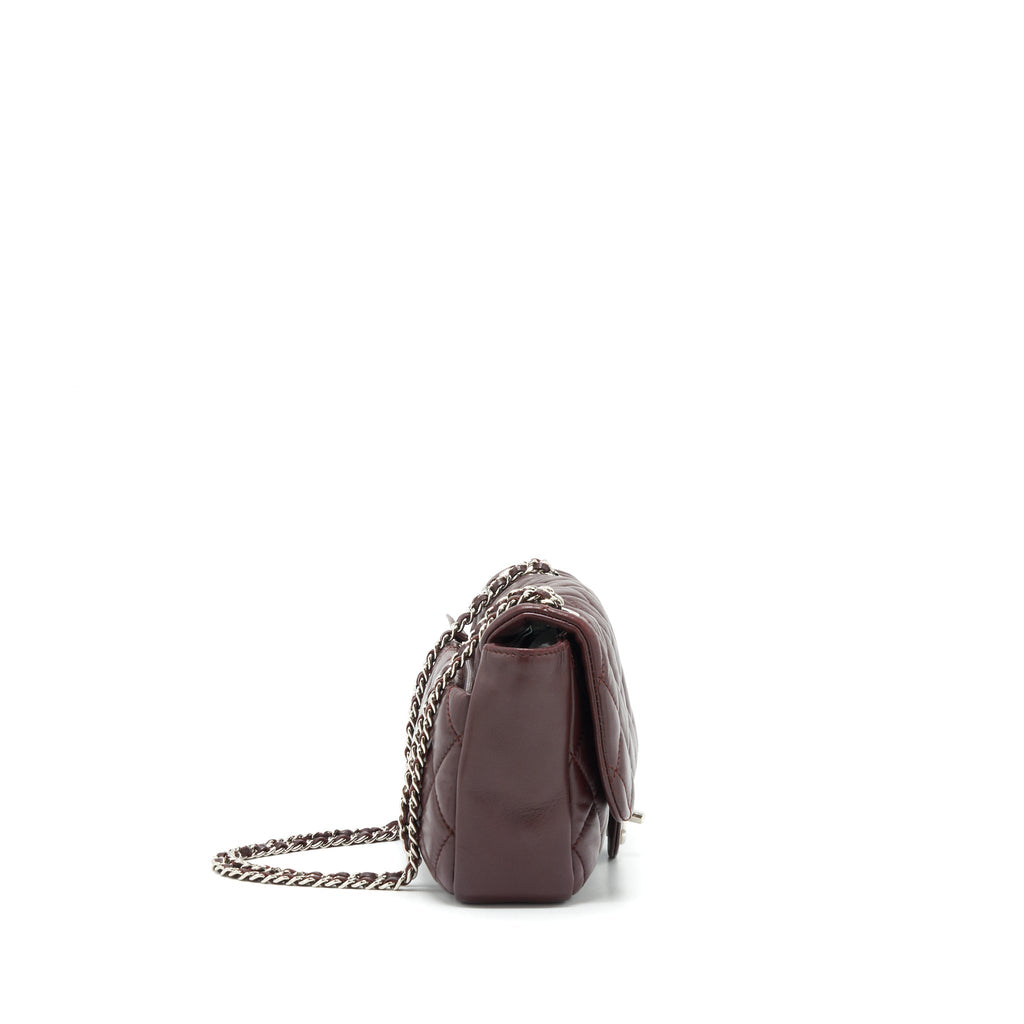 CHANEL COCO RAIN FLAP BAG LAMBSKIN BURGUNDY SHW