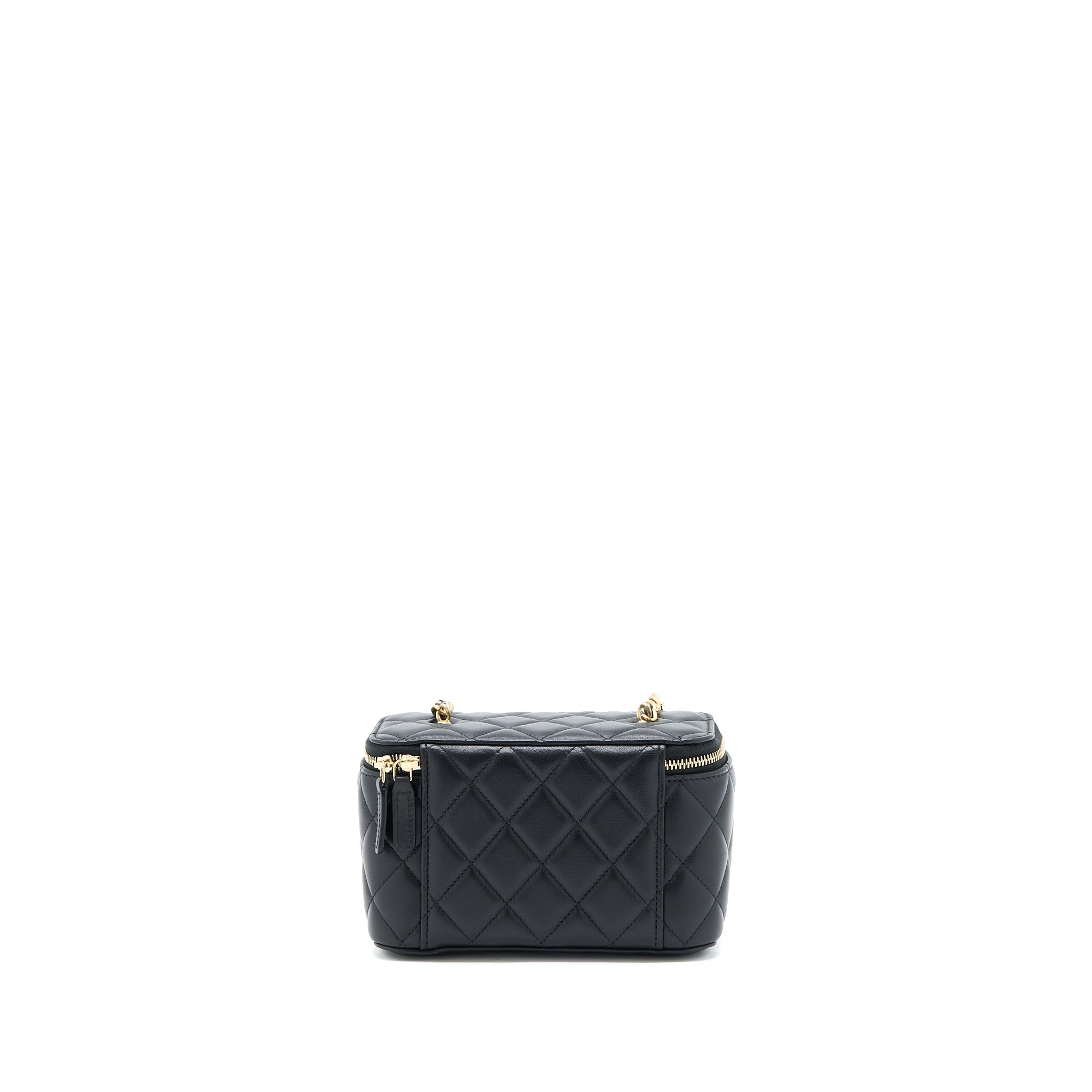 CHANEL PEARL CRUSH LONG VANITY LAMBSKIN BLACK GHW (MICROCHIP)