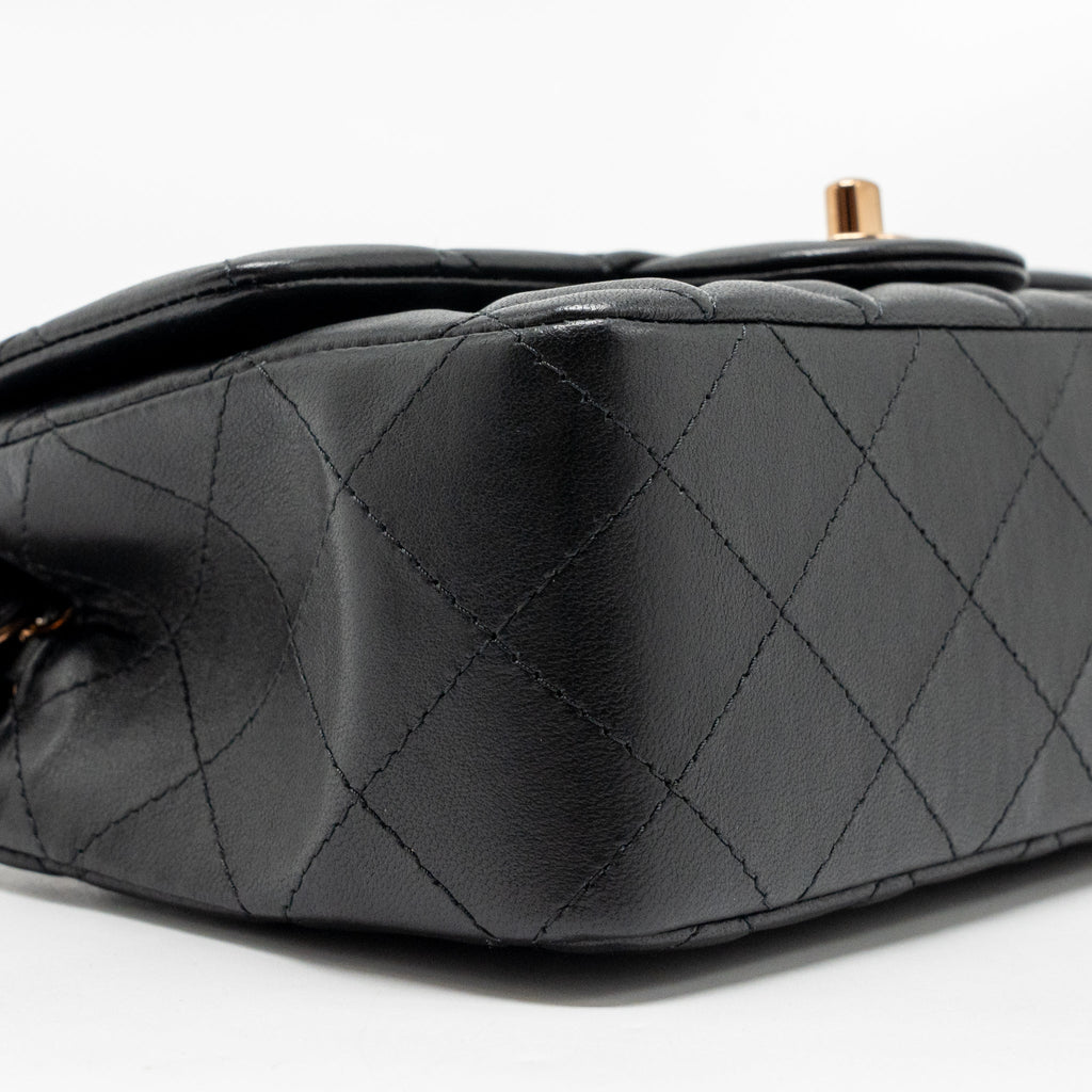 CHANEL MINI RECTANGULAR FLAP BAG LAMBSKIN BLACK RGHW (MICROCHIP)