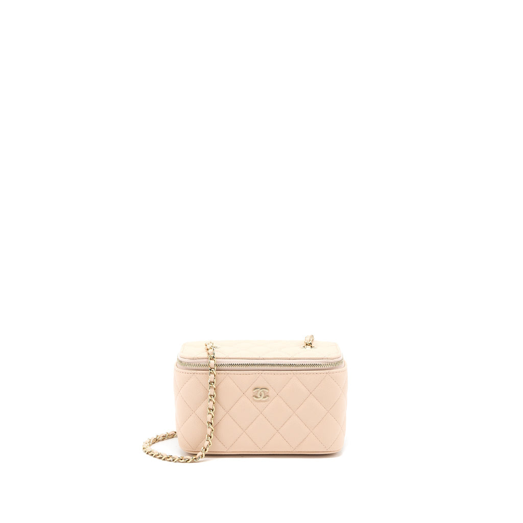 CHANEL LONG VANITY CASE CAVIAR LIGHT PINK LGHW