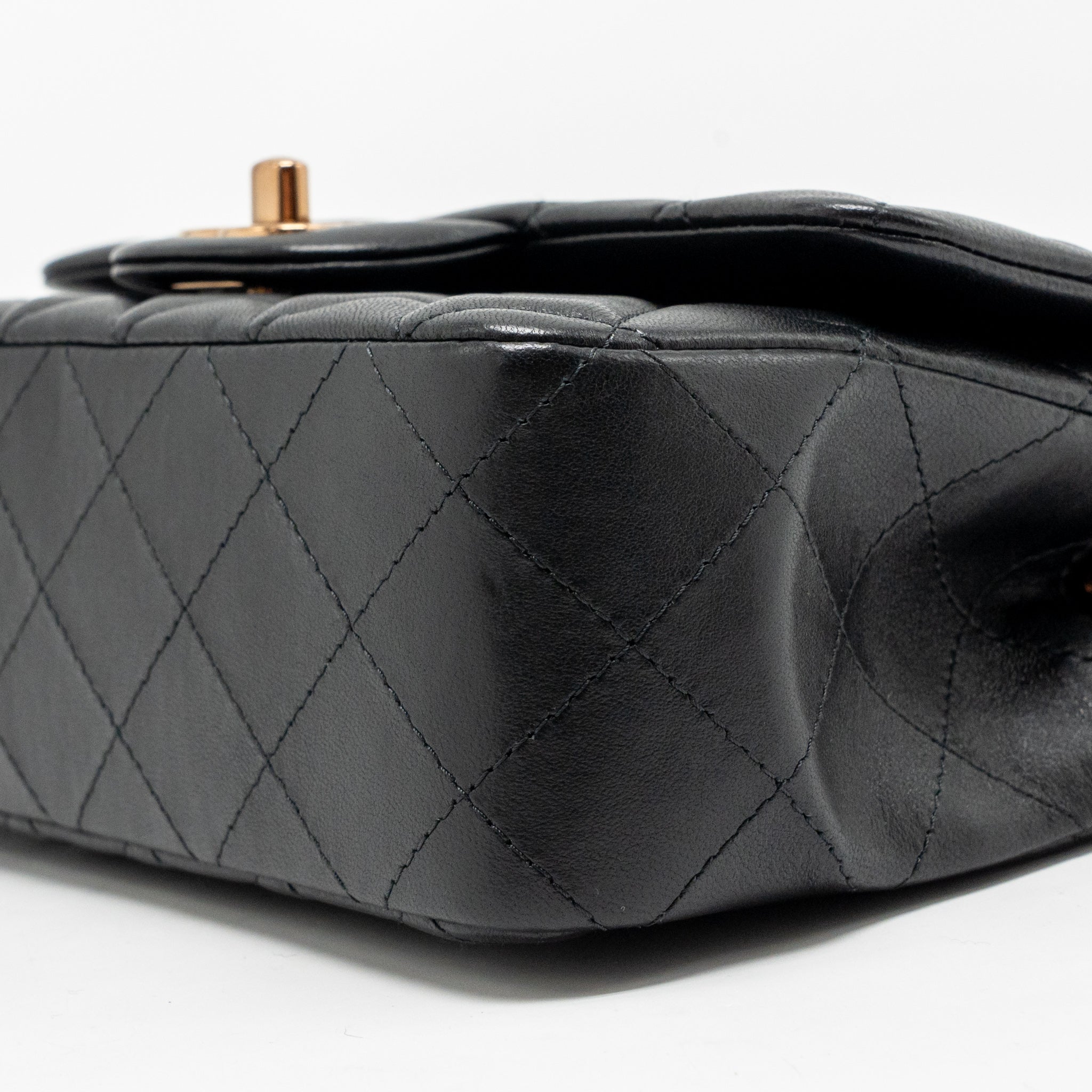 CHANEL MINI RECTANGULAR FLAP BAG LAMBSKIN BLACK RGHW (MICROCHIP)