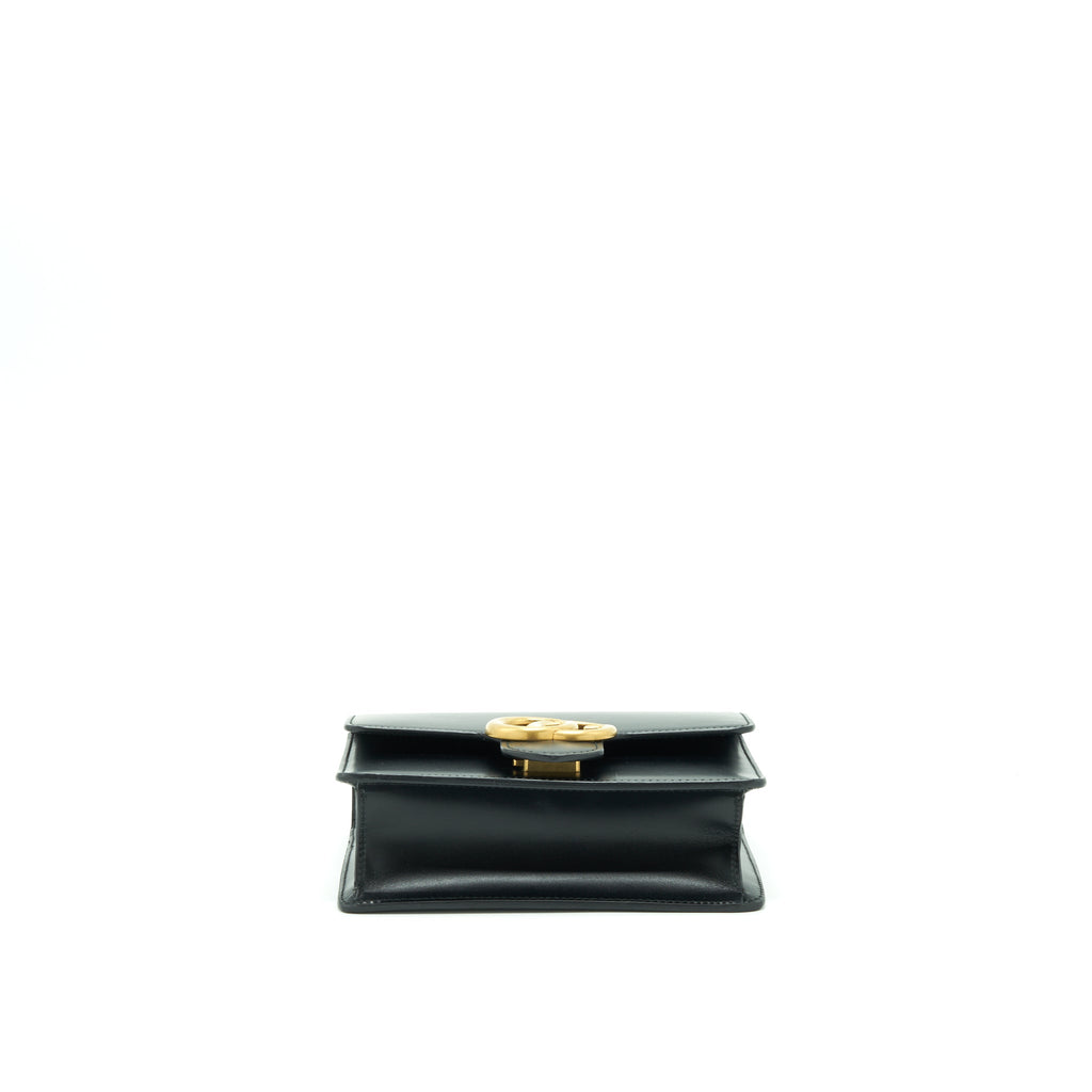 GUCCI GG FLAP BAG BOX CALFSKIN BLACK GHW
