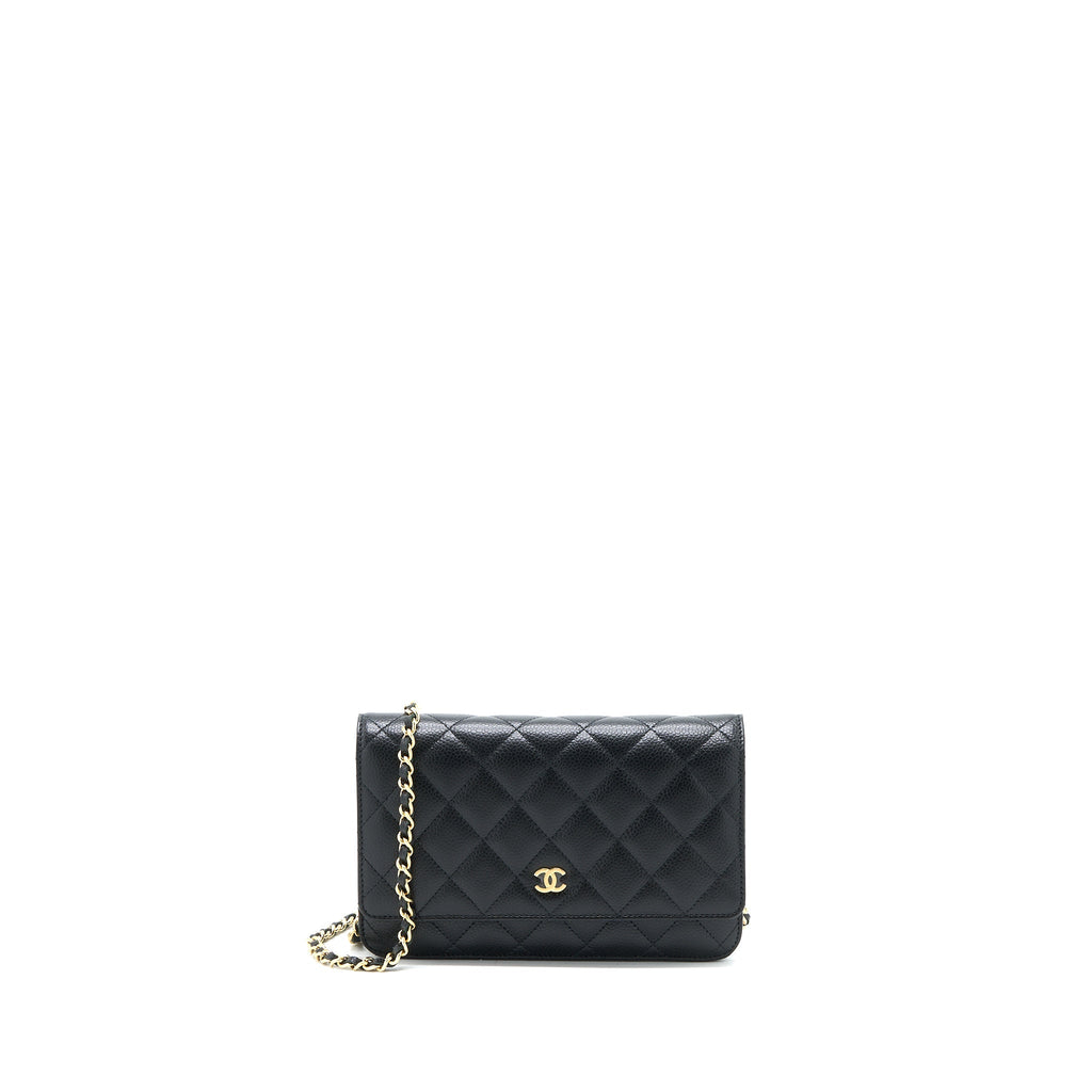 CHANEL CLASSIC WALLET ON CHAIN CAVIAR BLACK GHW (MICROCHIP)