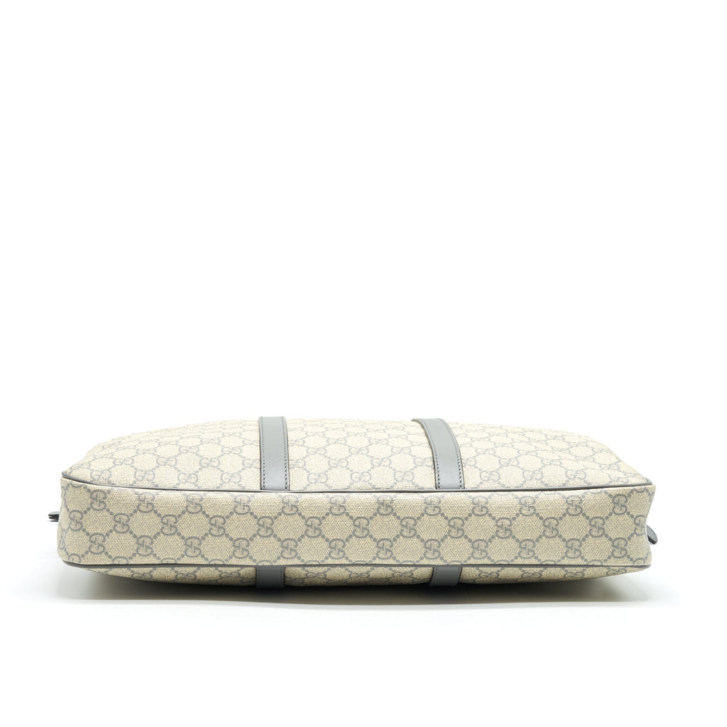 GUCCI MEN'S MONOGRAM CANVAS BRIEFCASE BEIGE