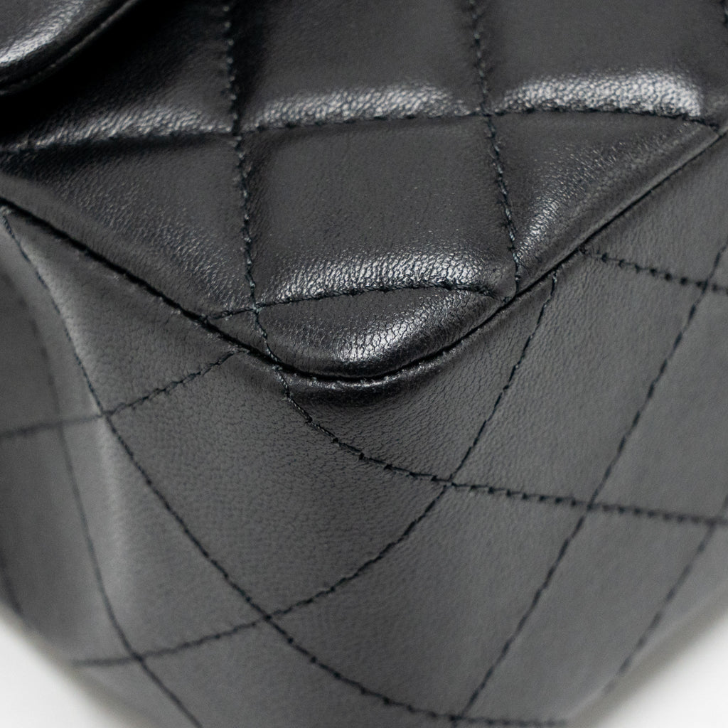 CHANEL MINI RECTANGULAR FLAP BAG LAMBSKIN BLACK RGHW (MICROCHIP)