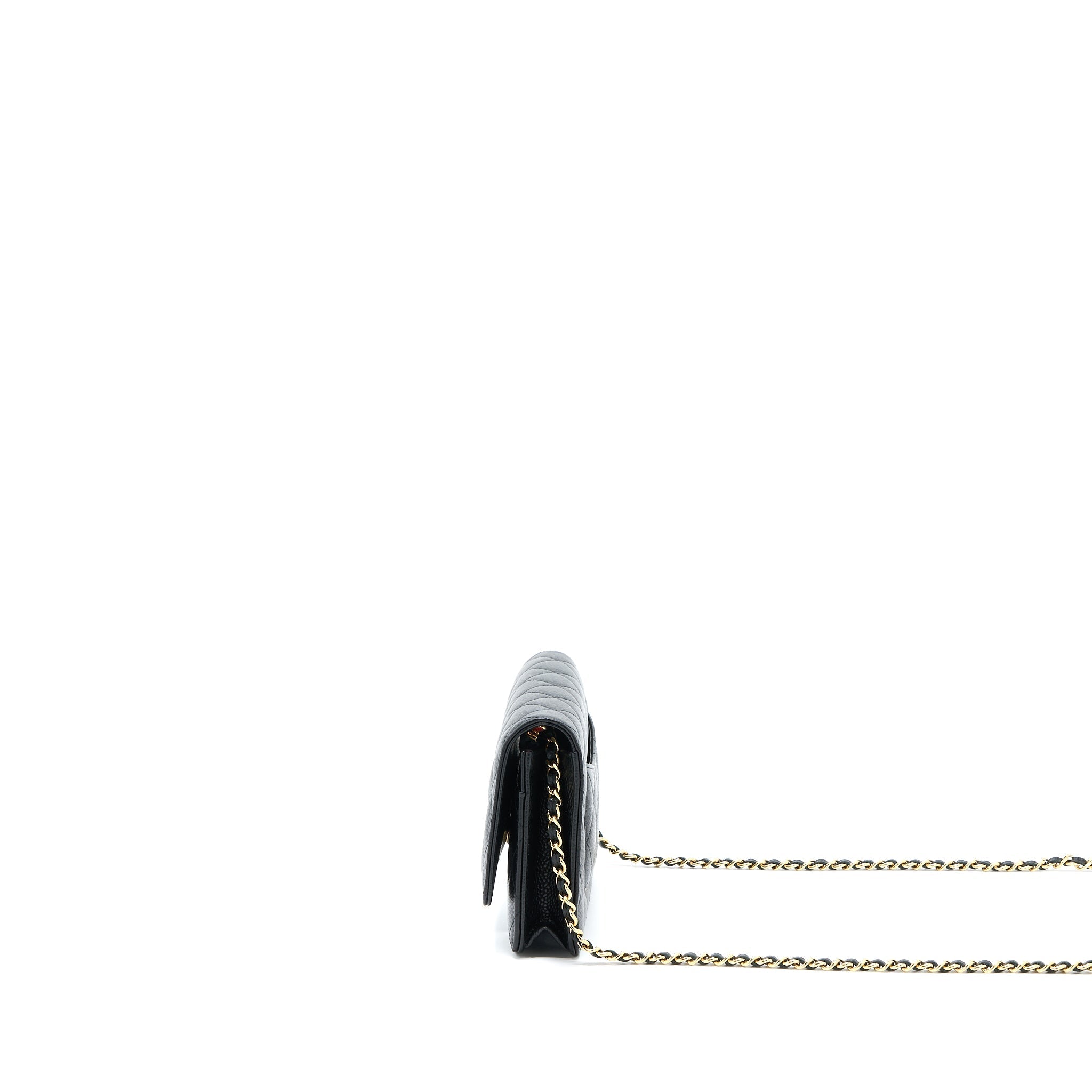 CHANEL CLASSIC WALLET ON CHAIN CAVIAR BLACK GHW (MICROCHIP)