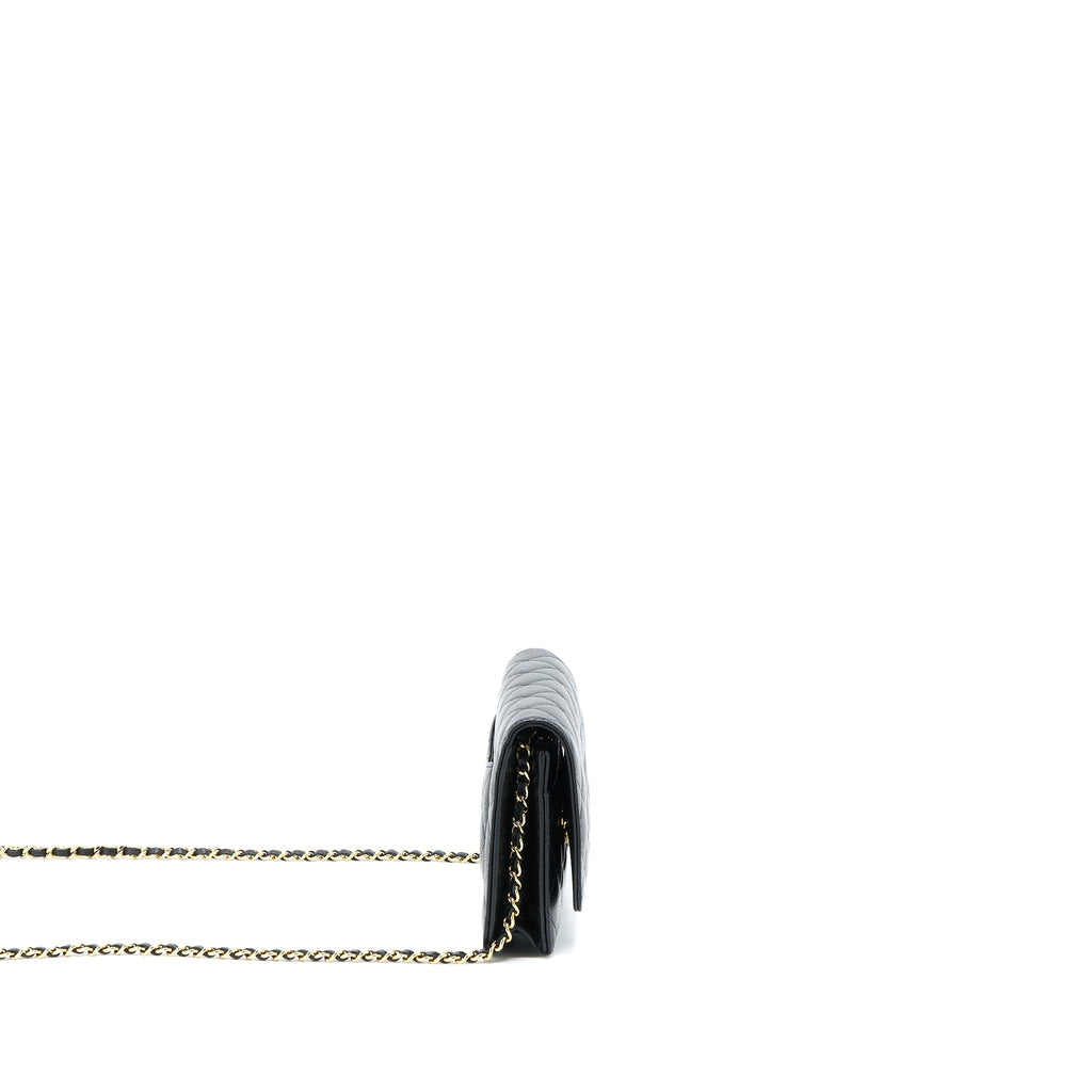 CHANEL CLASSIC WALLET ON CHAIN CAVIAR BLACK GHW (MICROCHIP)