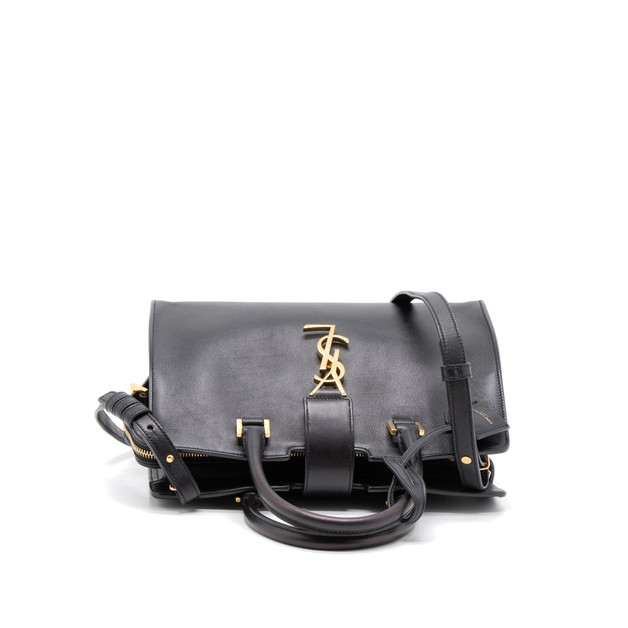 SAINT LAURENT CABAS TOTE CALFSKIN BLACK GHW