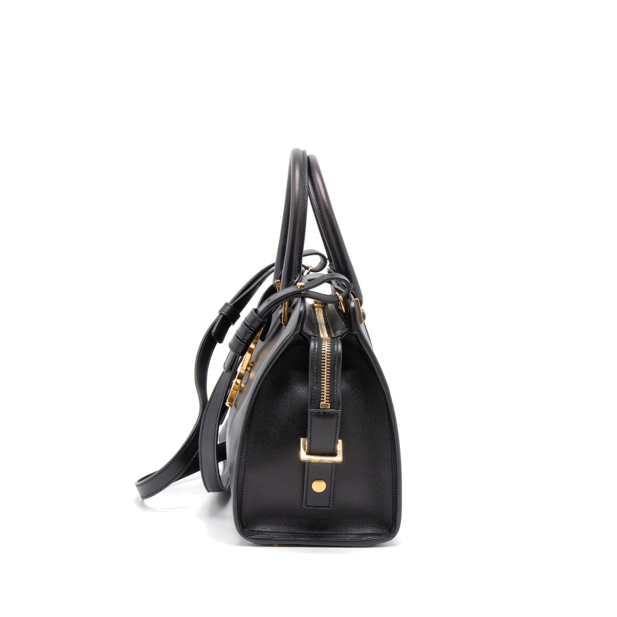 SAINT LAURENT CABAS TOTE CALFSKIN BLACK GHW