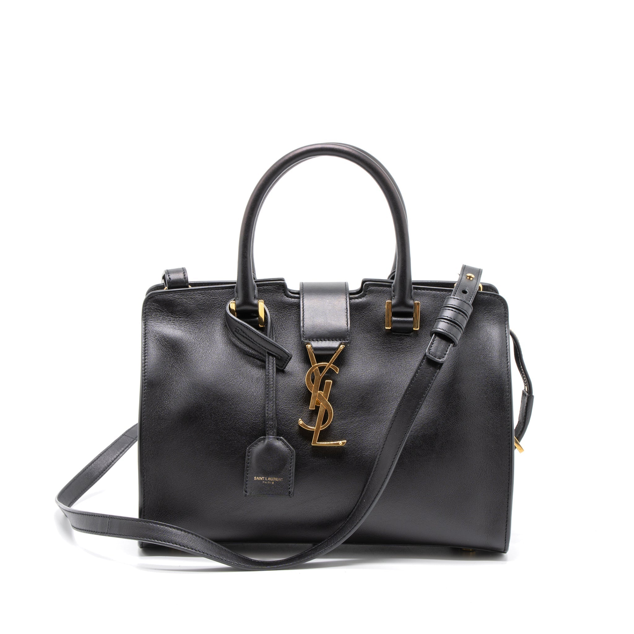 SAINT LAURENT CABAS TOTE CALFSKIN BLACK GHW