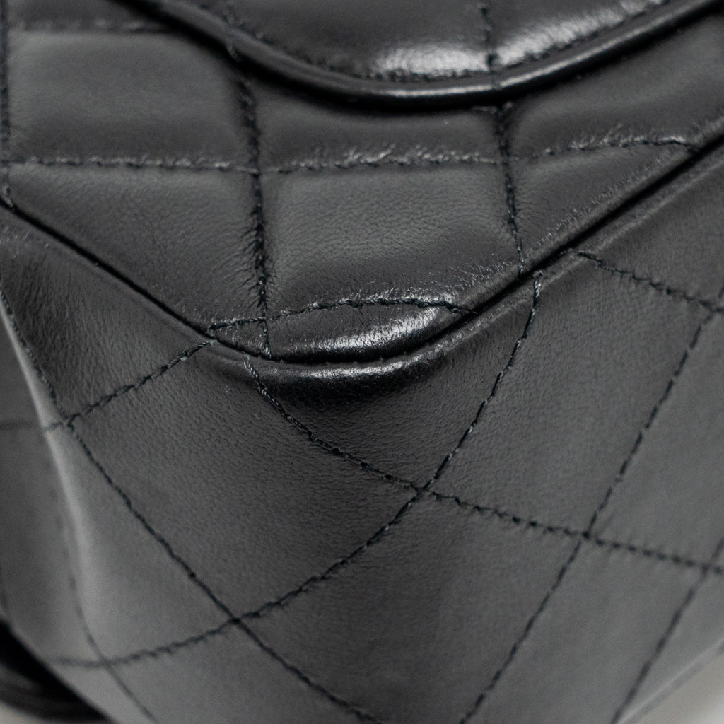 CHANEL MINI RECTANGULAR FLAP BAG LAMBSKIN BLACK RGHW (MICROCHIP)