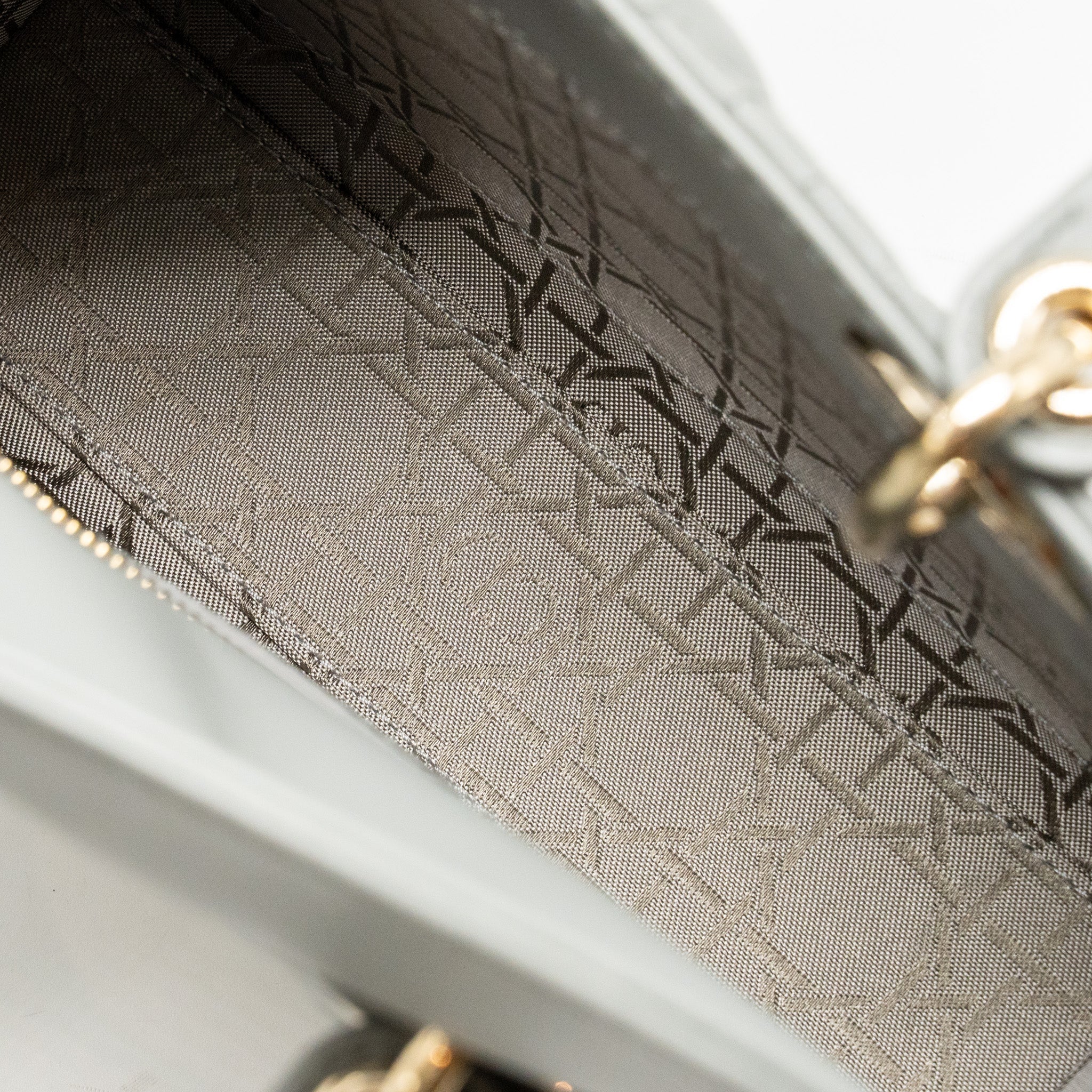 DIOR SMALL LADY DIOR MY ABCDIOR BAG LAMBSKIN GREY STONE LGHW
