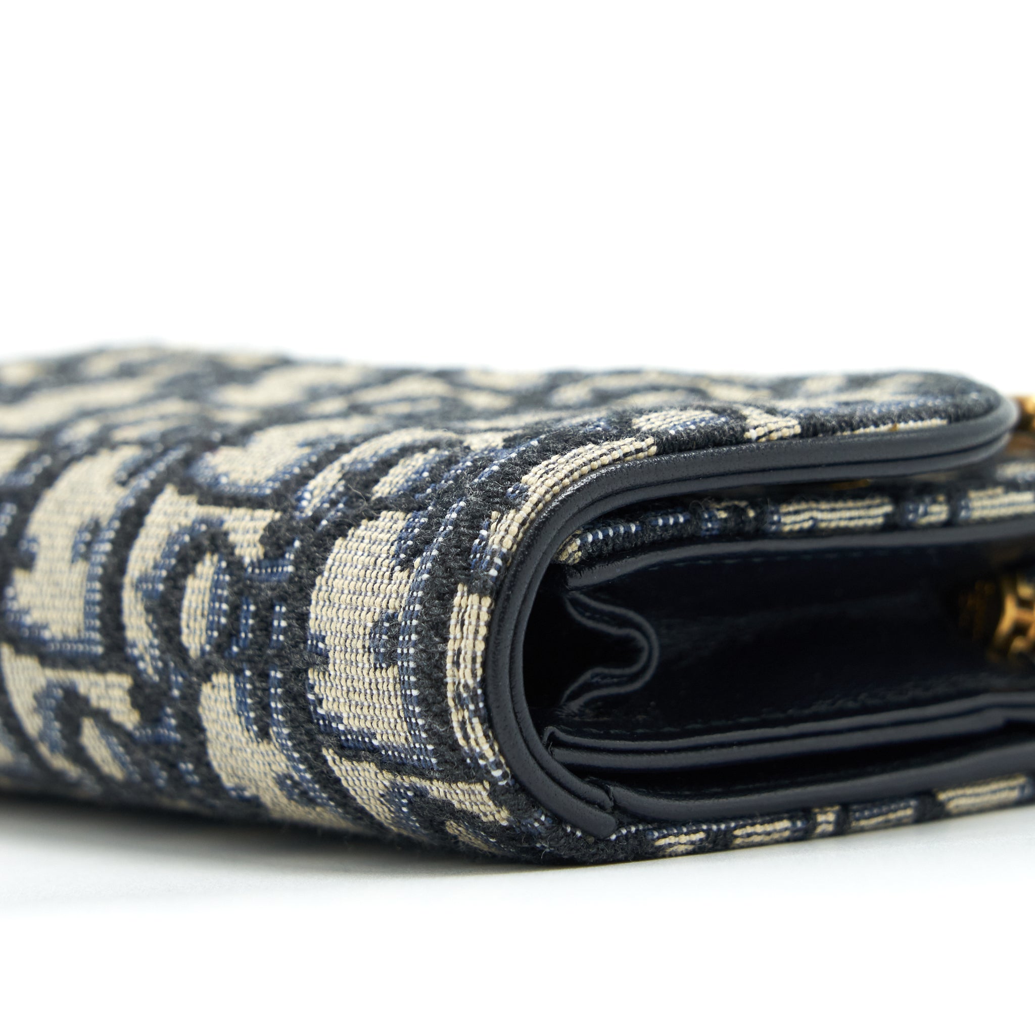 DIOR SADDLE COMPACT WALLET BLUE OBLIQUE CANVAS GHW