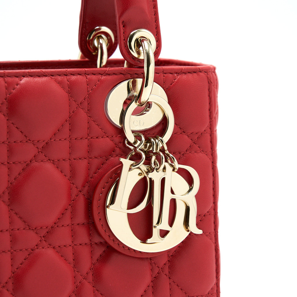 DIOR SMALL LADY DIOR BAG IN RED GHW