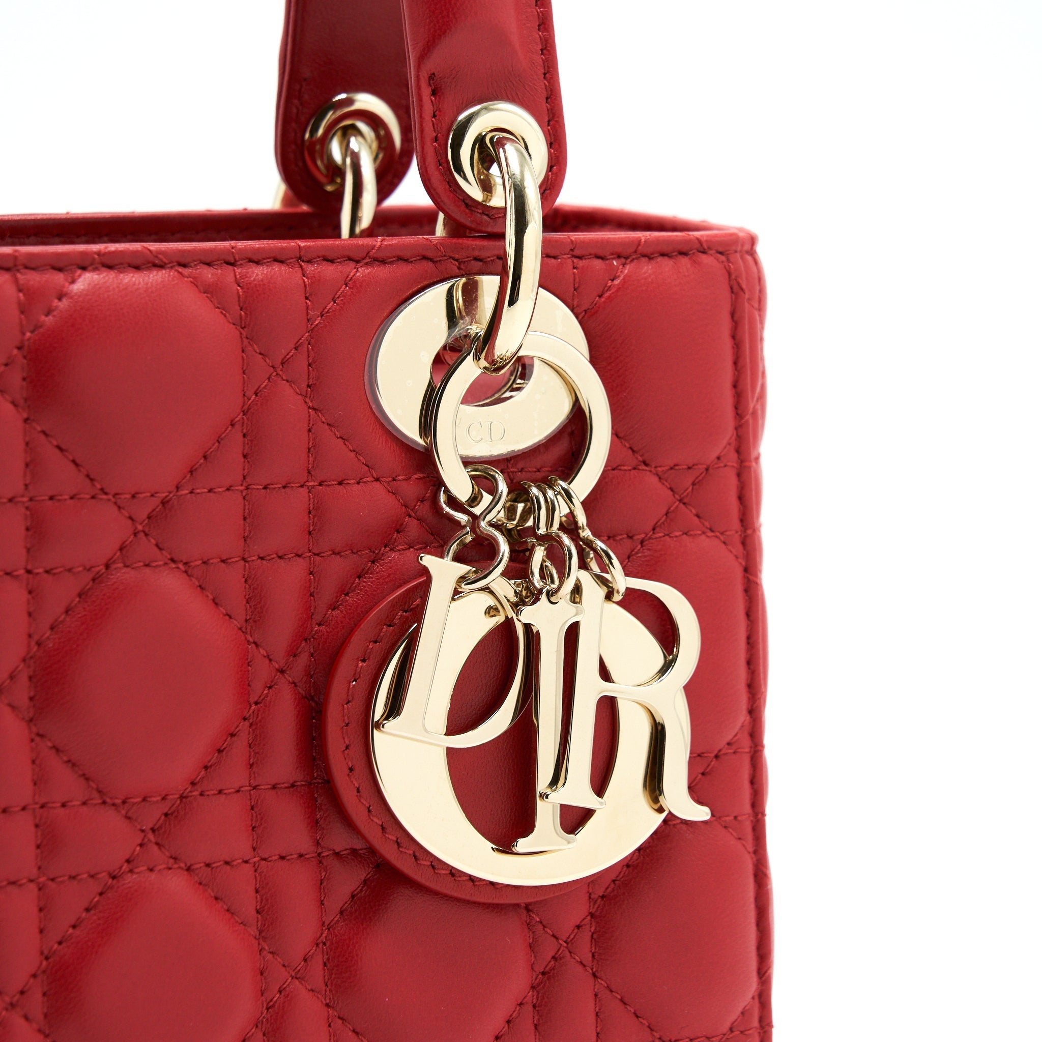 DIOR SMALL LADY DIOR BAG IN RED GHW