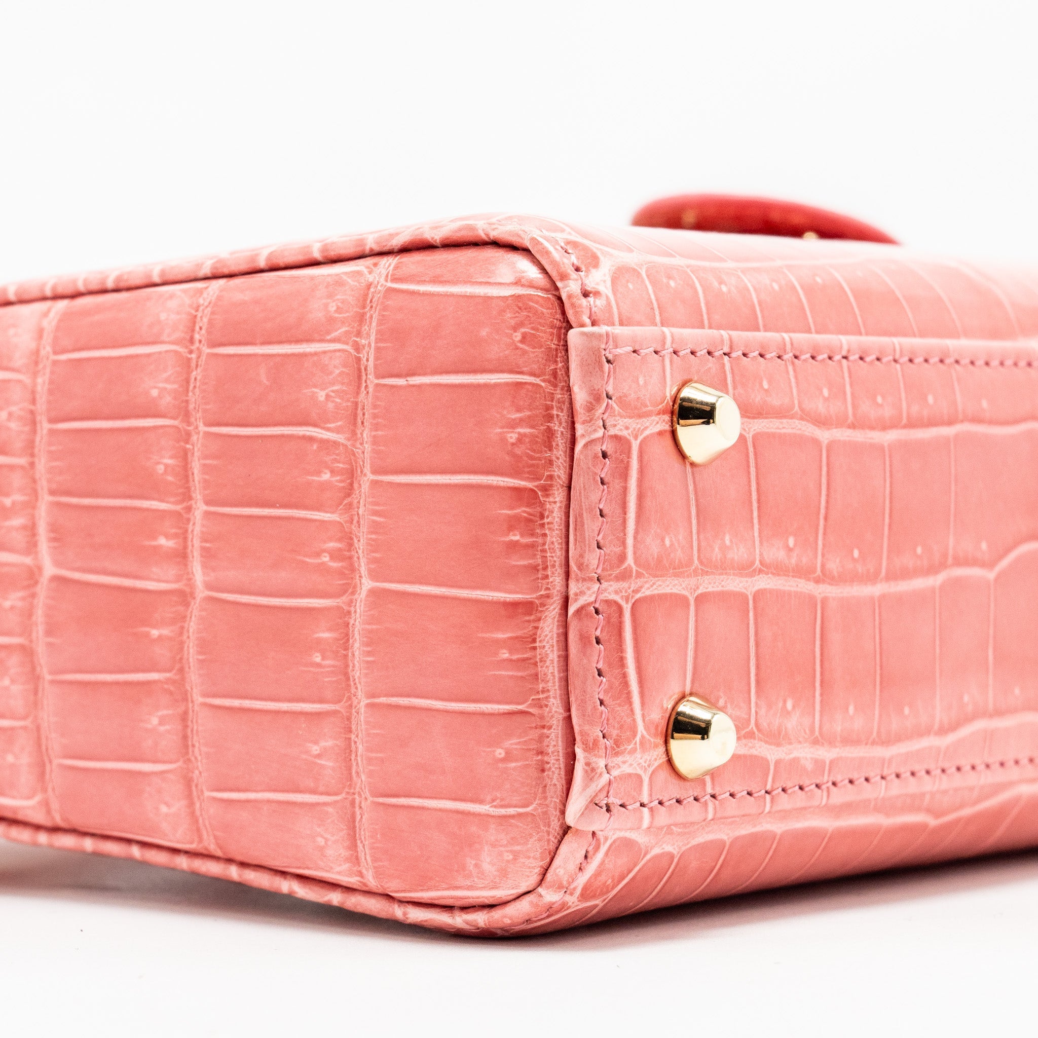 DIOR MINI LADY DIOR CROCODILE PINK LGHW