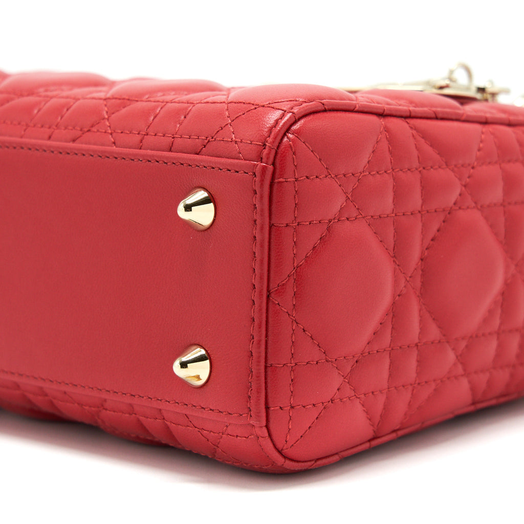 DIOR SMALL LADY DIOR BAG IN RED GHW