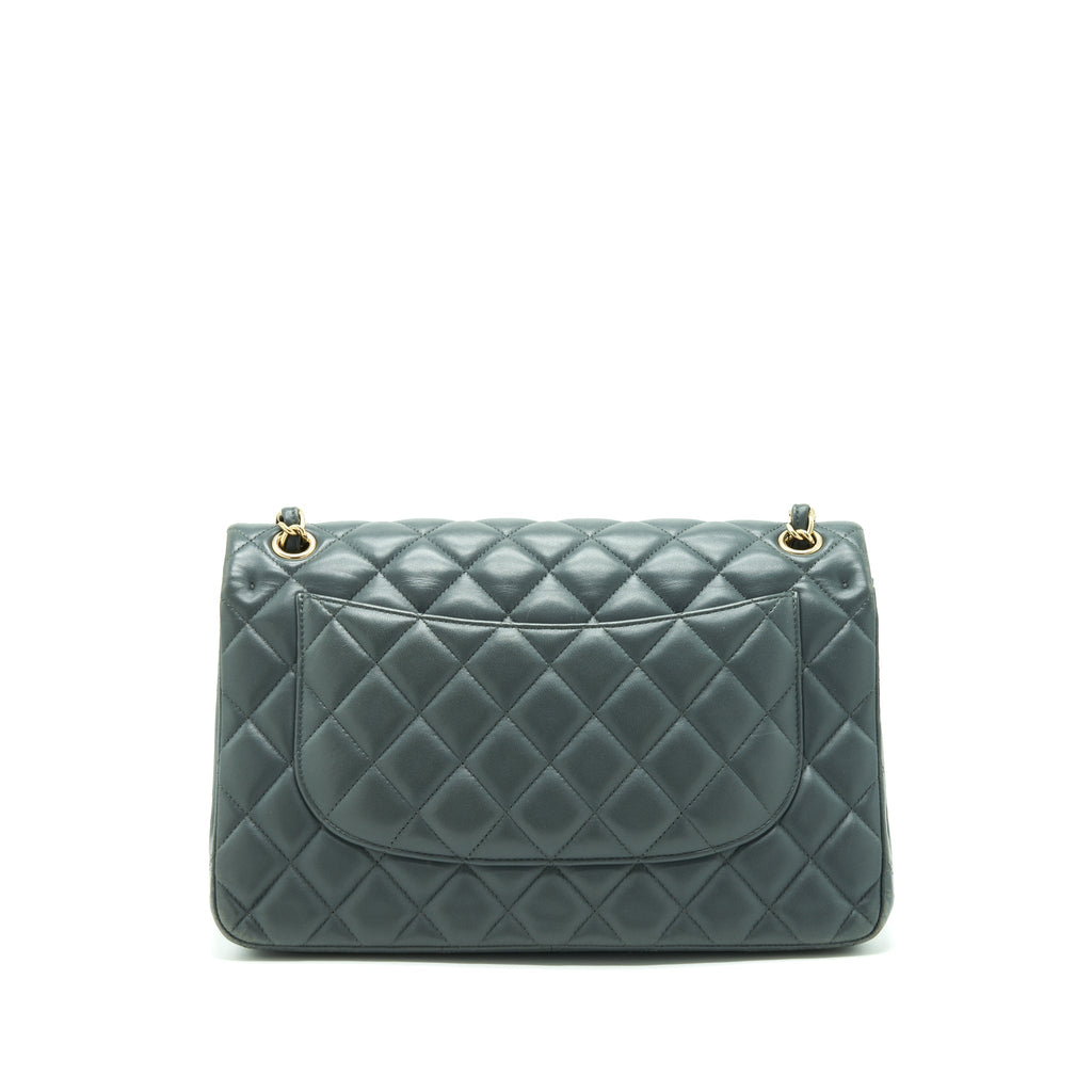 CHANEL JUMBO CLASSIC DOUBLE FLAP BAG LAMBSKIN GREY SHW
