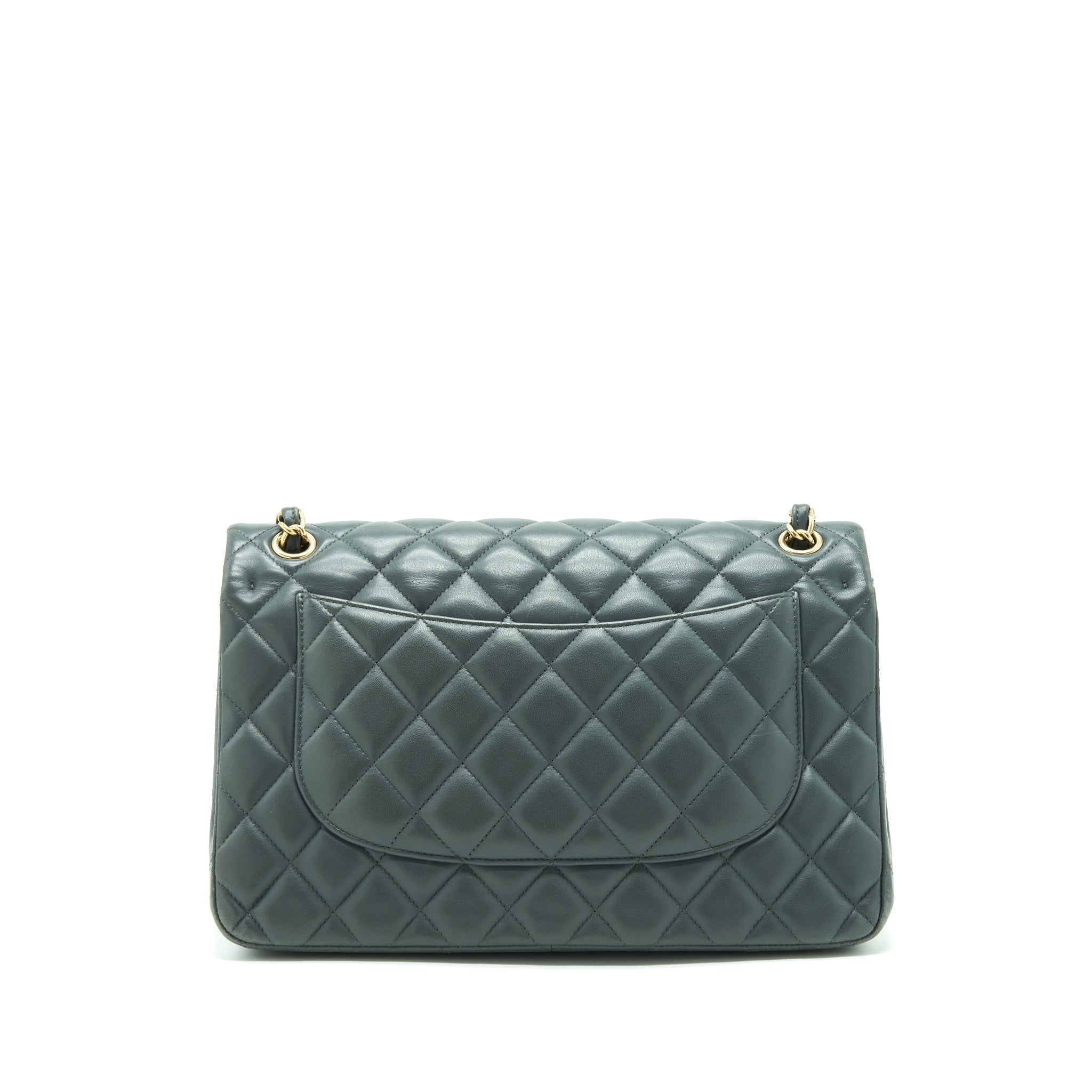 CHANEL JUMBO CLASSIC DOUBLE FLAP BAG LAMBSKIN GREY SHW