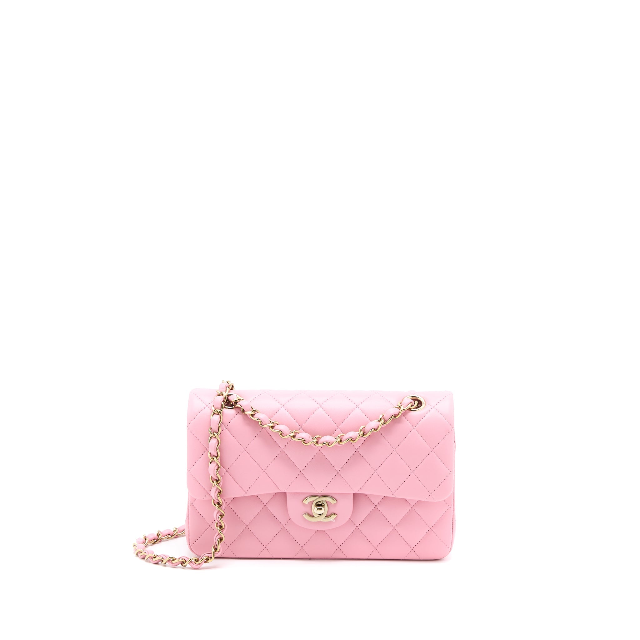 CHANEL SMALL CLASSIC FLAP BAG LAMBSKIN PINK LGHW (MICROCHIP)