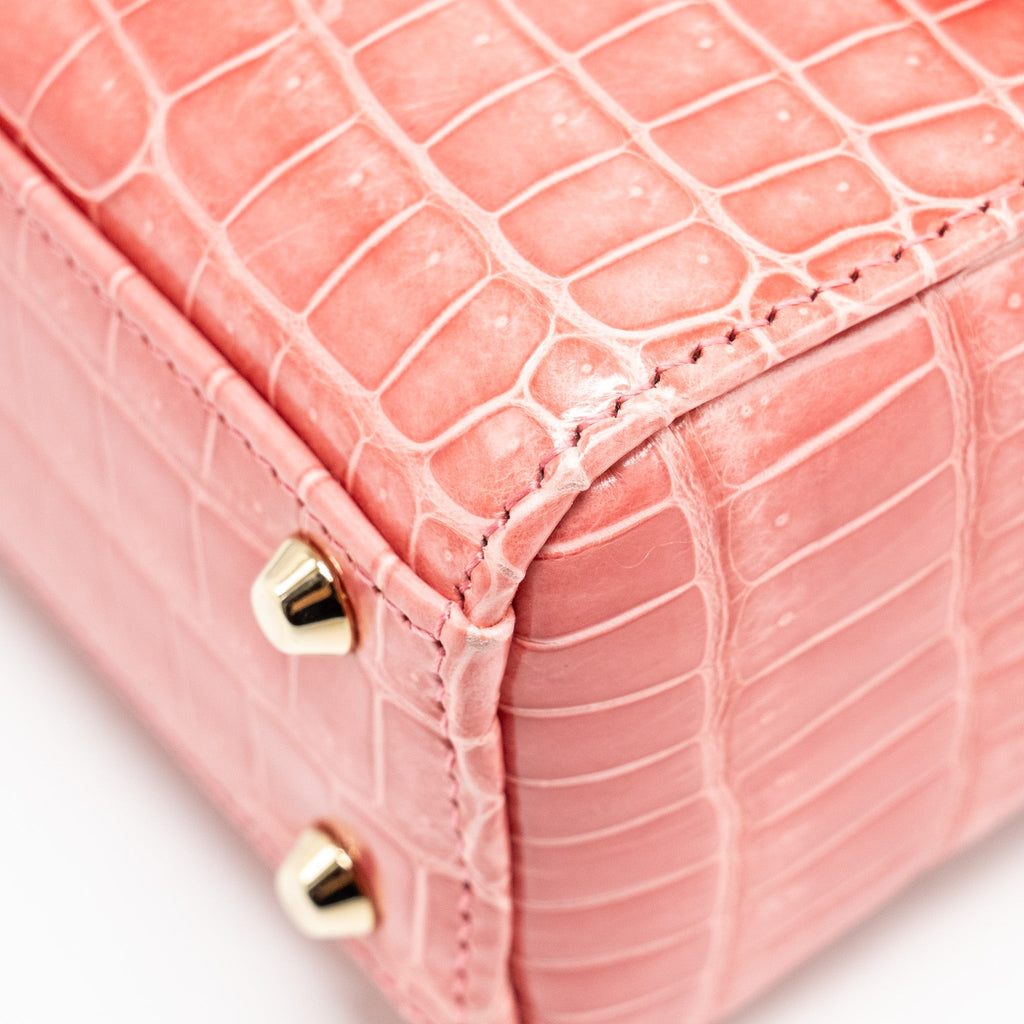 DIOR MINI LADY DIOR CROCODILE PINK LGHW
