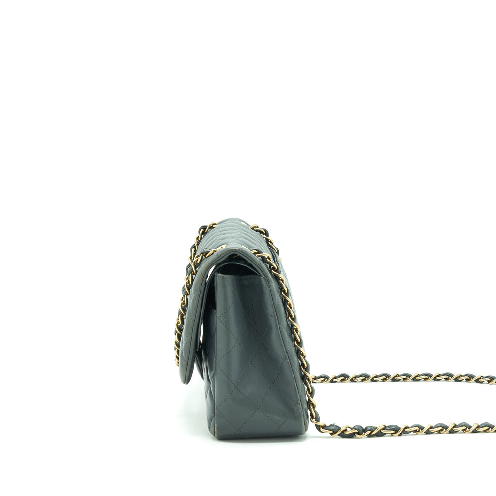 CHANEL JUMBO CLASSIC DOUBLE FLAP BAG LAMBSKIN GREY SHW