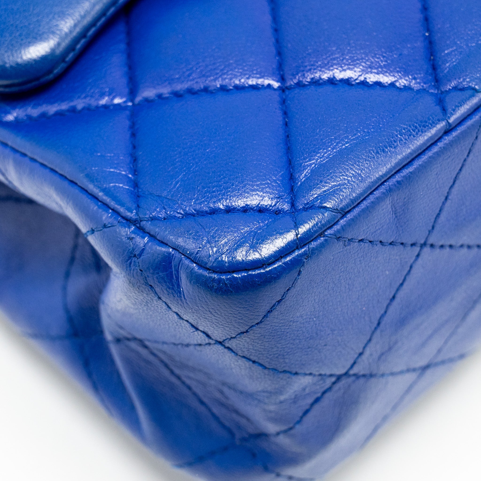 CHANEL MEDIUM CLASSIC DOUBLE FLAP BAG LAMBSKIN BLUE SHW