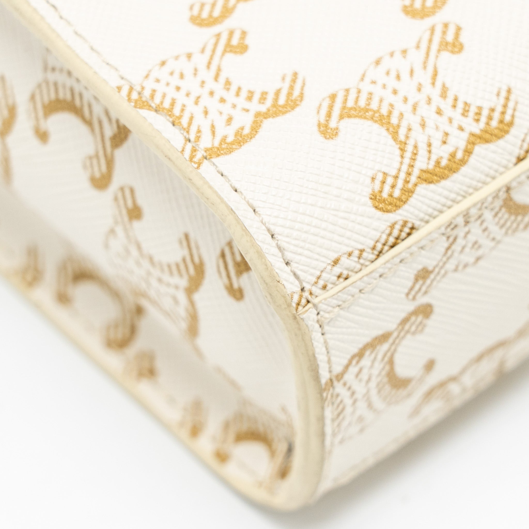 CELINE MINI VERTICAL CABAS TRIOMPHE CANVAS/CALFSKIN WHITE GHW