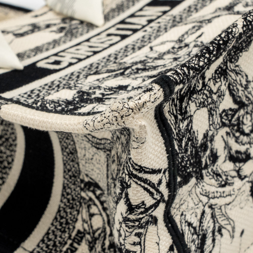 DIOR SMALL DIOR BOOK TOTE DIOR ZODIAC EMBROIDERY CANVAS LATTE/BLACK