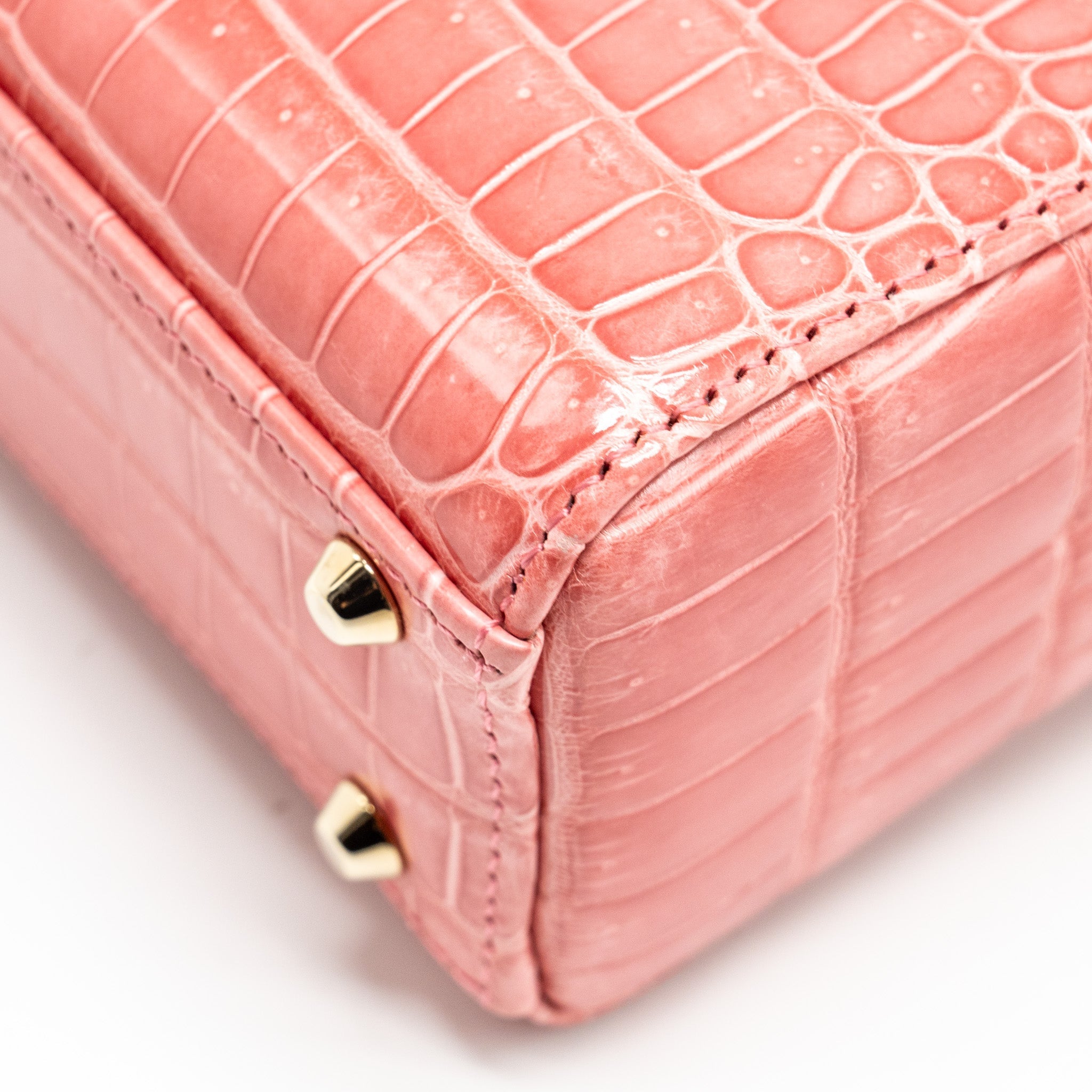 DIOR MINI LADY DIOR CROCODILE PINK LGHW