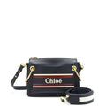 CHLOE LOGO PRINT SHOULDER BAG NAVY GHW