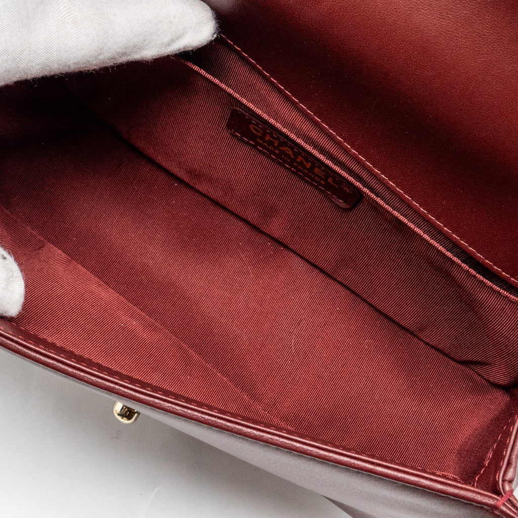 CHANEL MEDIUM BOY BAG LAMBSKIN DARK RED LGHW