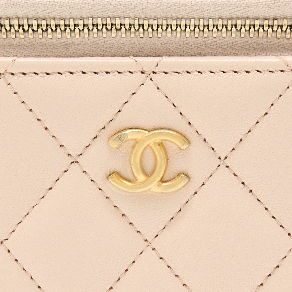 CHANEL PEARL CRUSH MINI VANITY WITH CHAIN LAMBSKIN LIGHT PINK GHW